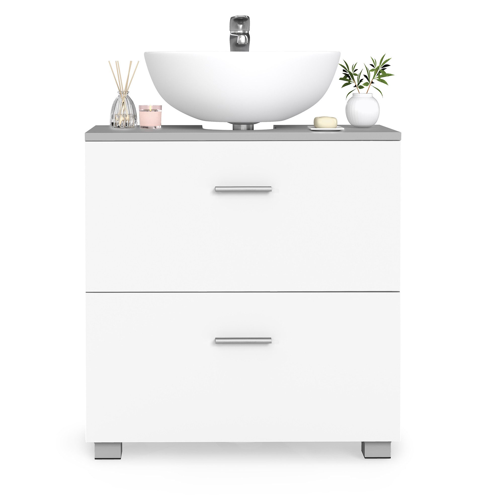 VASAGLE Waschbeckenunterschrank mit 2 großen Schubladen, Badezimmerschrank, hohe Füße, 30 x 60 x 63,8