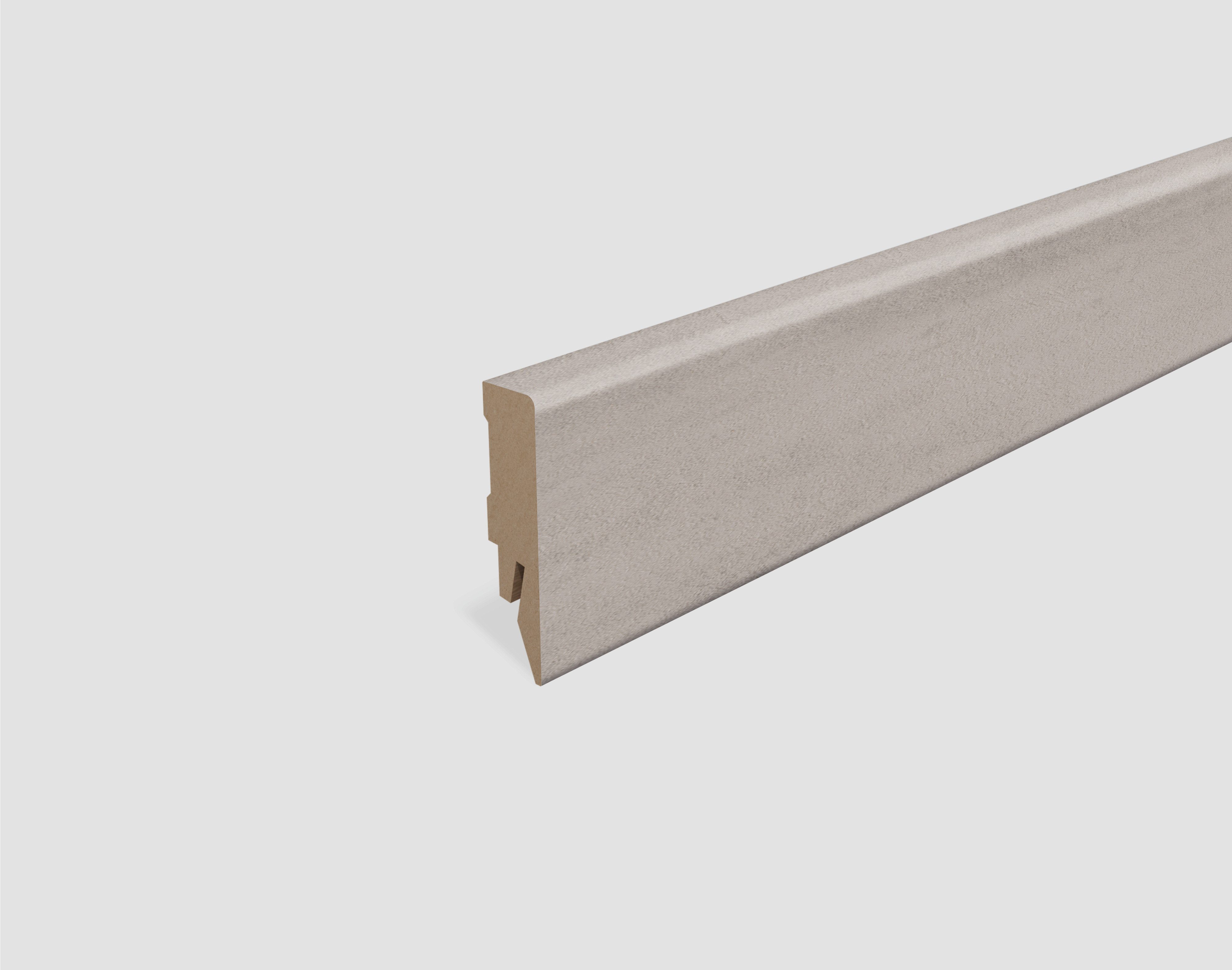 EGGER Sockelleiste Beton grau L598, L: 240 cm, H: 5.8 cm, 1-St., 2,40m; neues kubisches Profil; passend zu Fußboden Chromix silber