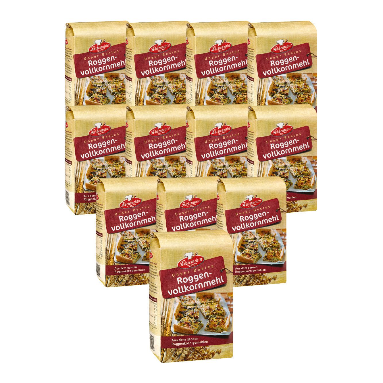 Bielmeier Mehl Roggenvollkornmehl 12 Stück a 1kg Küchenmeister, 1 x 12000 g, Das Getreide stammt von Landwirten aus der Region (SET223003-12)