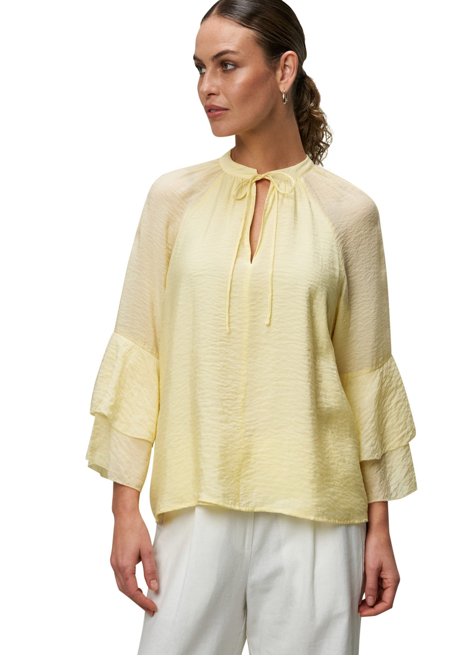 Zero Klassische Bluse Damen Bluse mit Volantärmeln günstig online kaufen