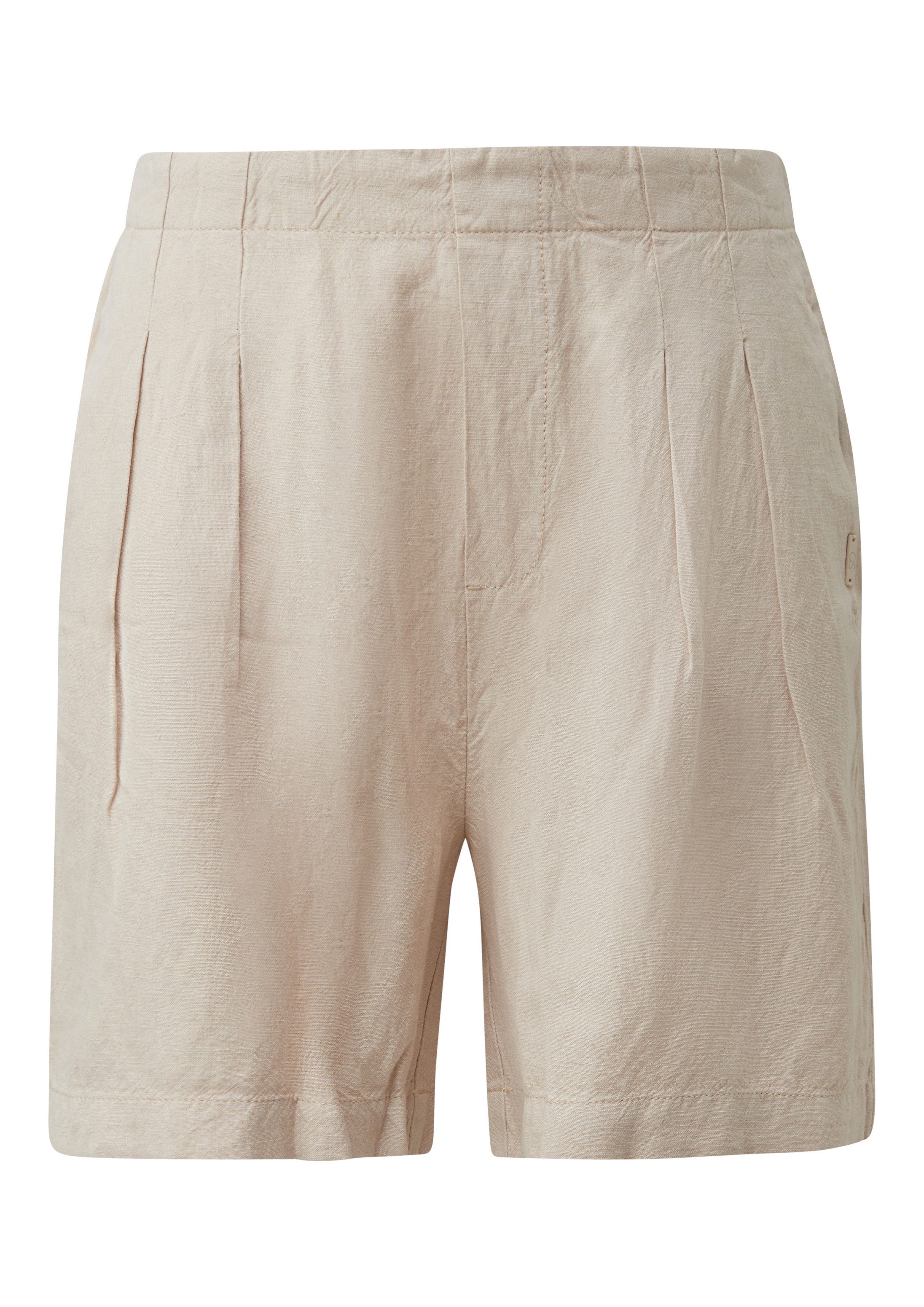 QS Shorts Hose Bundfalten-Shorts aus Leinenmix