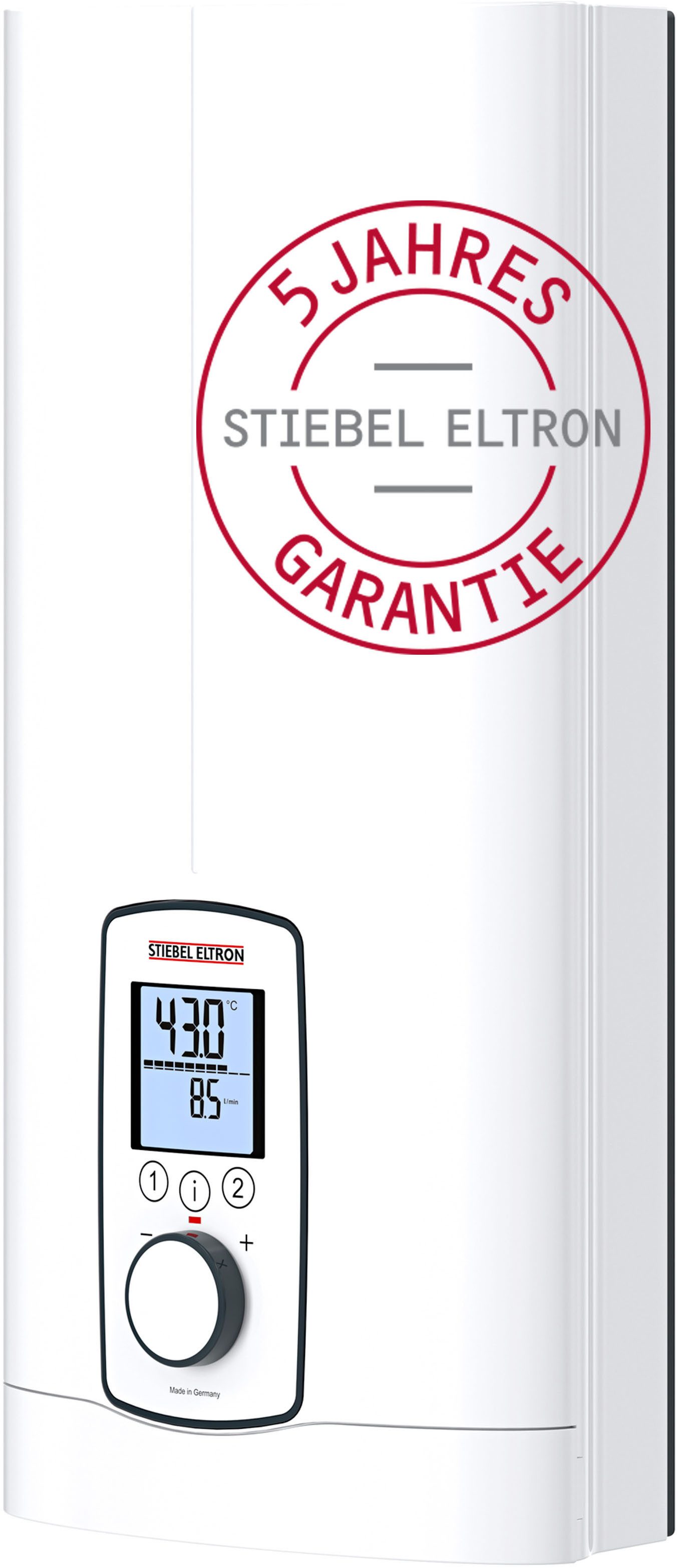 STIEBEL ELTRON Komfort-Durchlauferhitzer DHE 18/21/24 kW, immer gradgenaue Temperatur, elektronisch, min. 20 °C, max. 60 °C, 4i Technologie für immer konstante Warmwassertemperatur