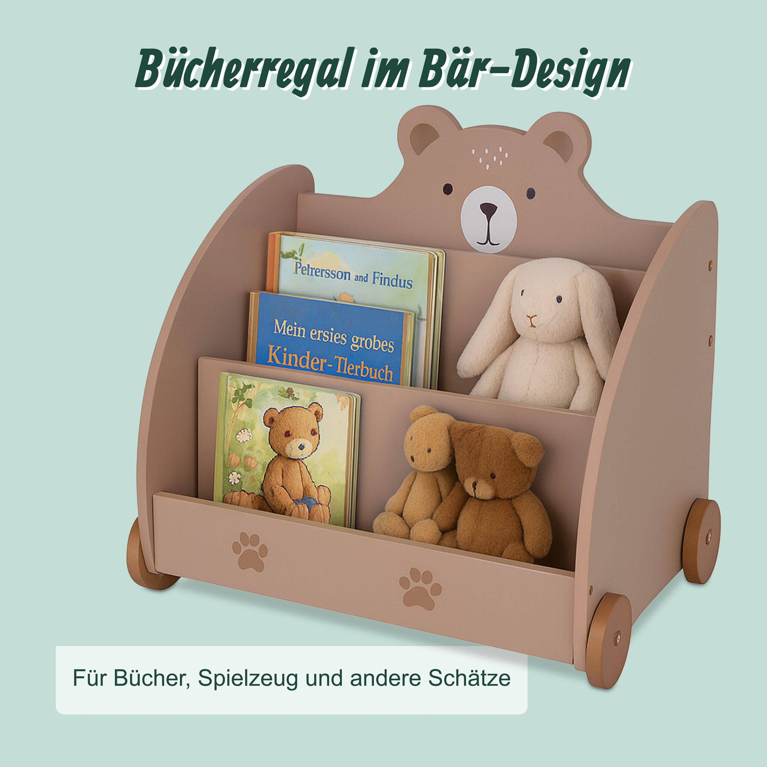 relaxdays Kinderregal Bücherregal Kinder Bär-Design, 1-tlg. – Bild 3 von 5