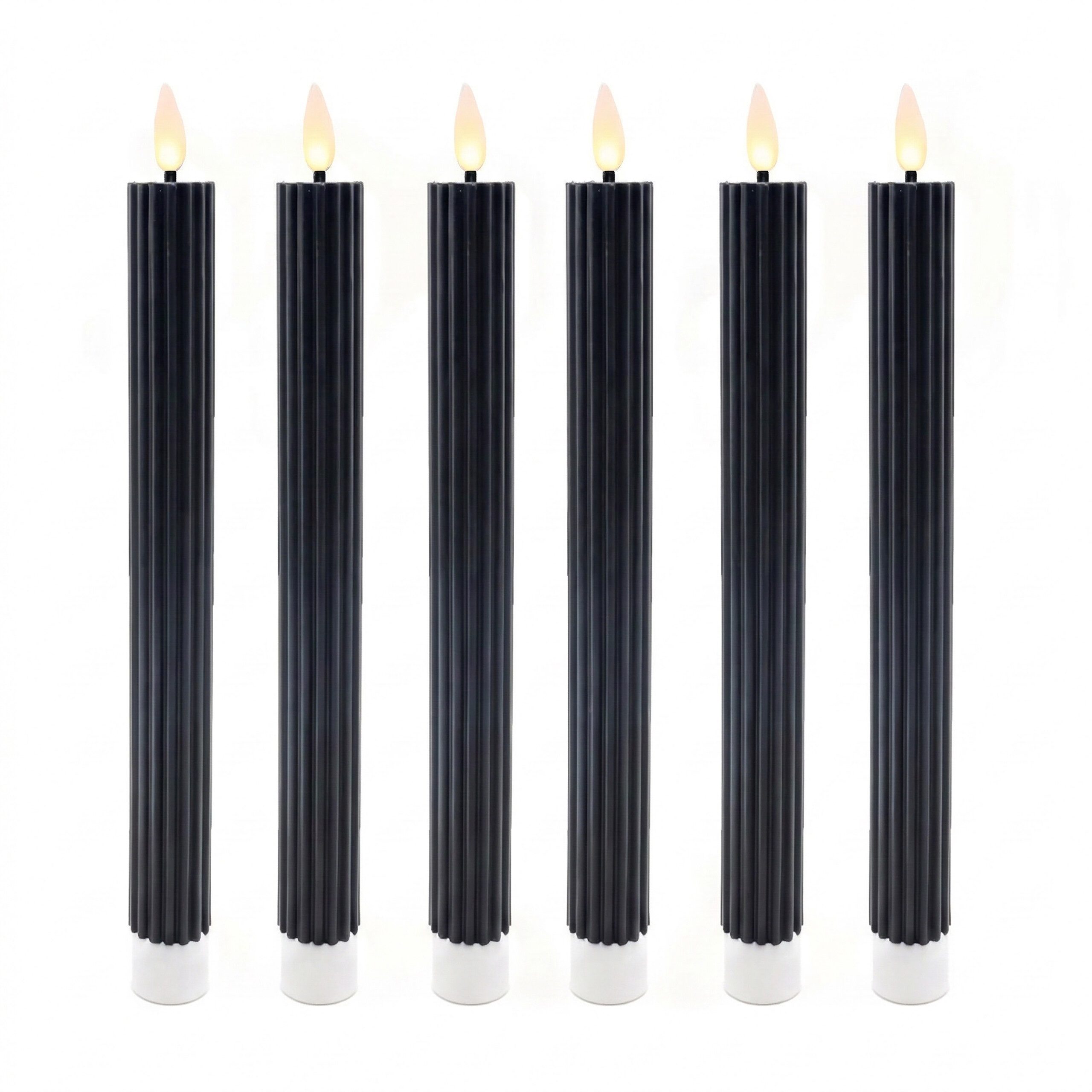 relaxdays LED-Kerze LED Stabkerzen 6er Set, schwarz