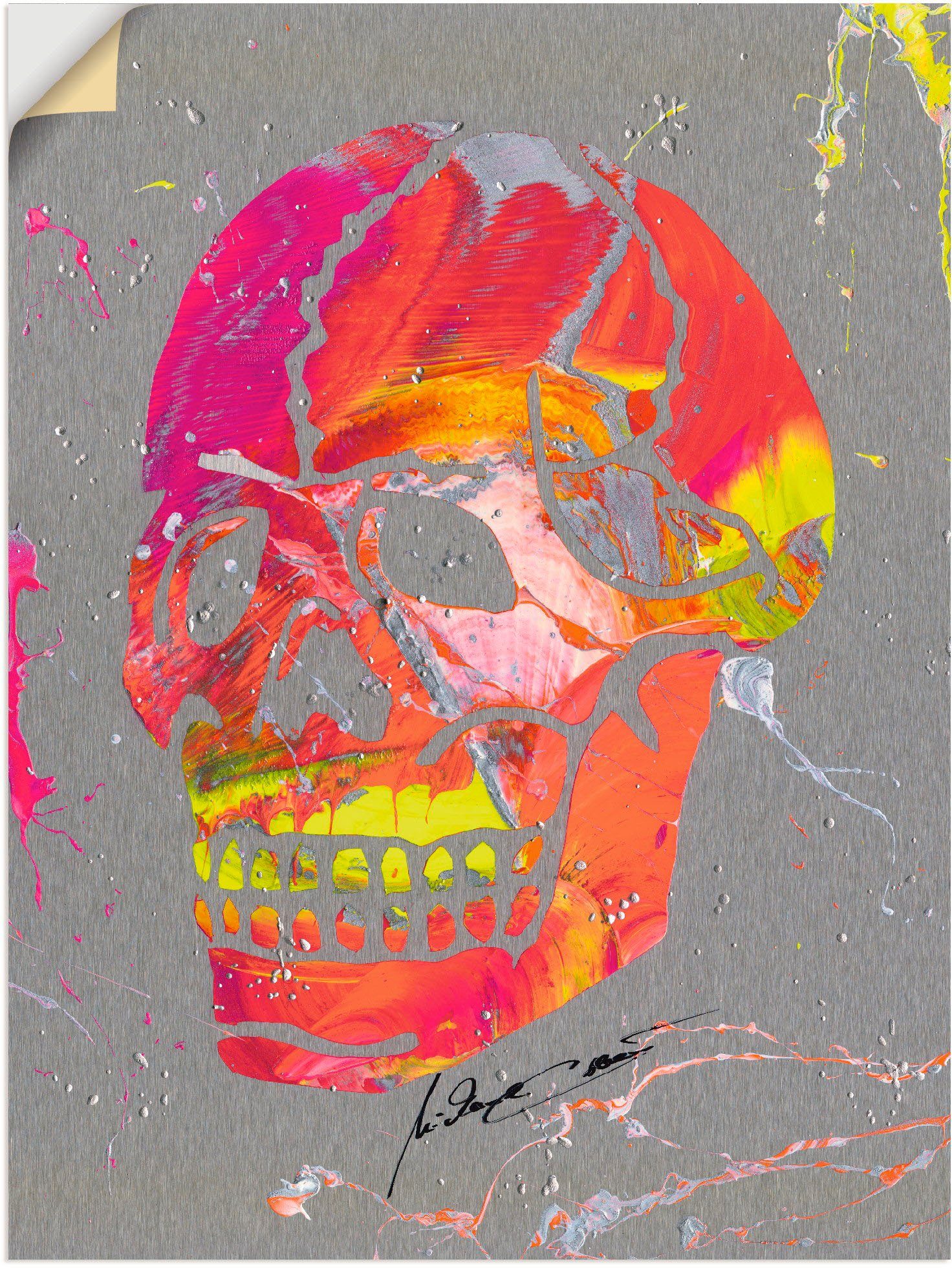 (1 Größen oder 2, versch. St), Wandaufkleber Leinwandbild, in Körper Totenkopf Poster Alubild, Artland Wandbild als