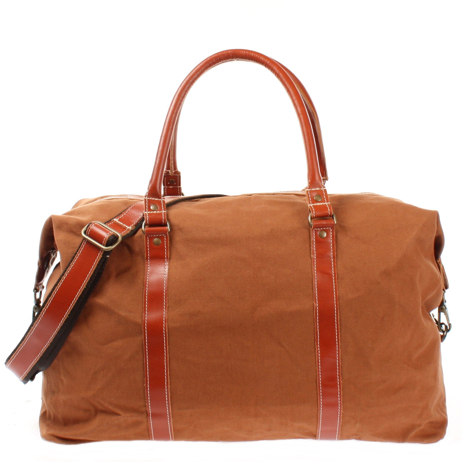 LECONI Weekender Reisetasche Damen & Herren Handgepäck Sporttasche Leder Canvas LE2010, für Reise & Sport - XL-Format - 62x38x25 cm