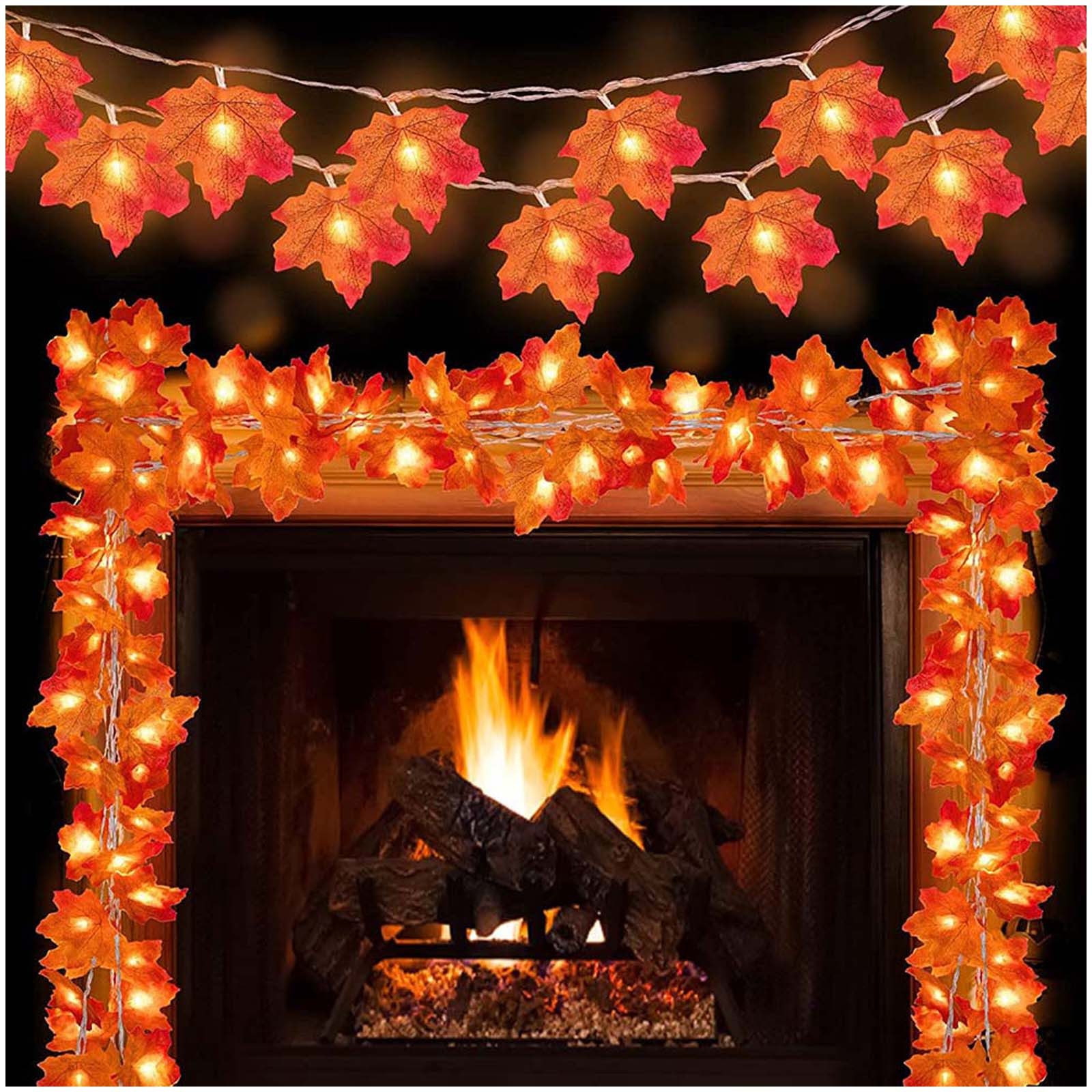 Qualra LED Dekolicht 1.5/3/6M Ahornblatt Lichterkette Batterie Halloween Lichterkette, für Thanksgiving, Dekoration, Heimparty