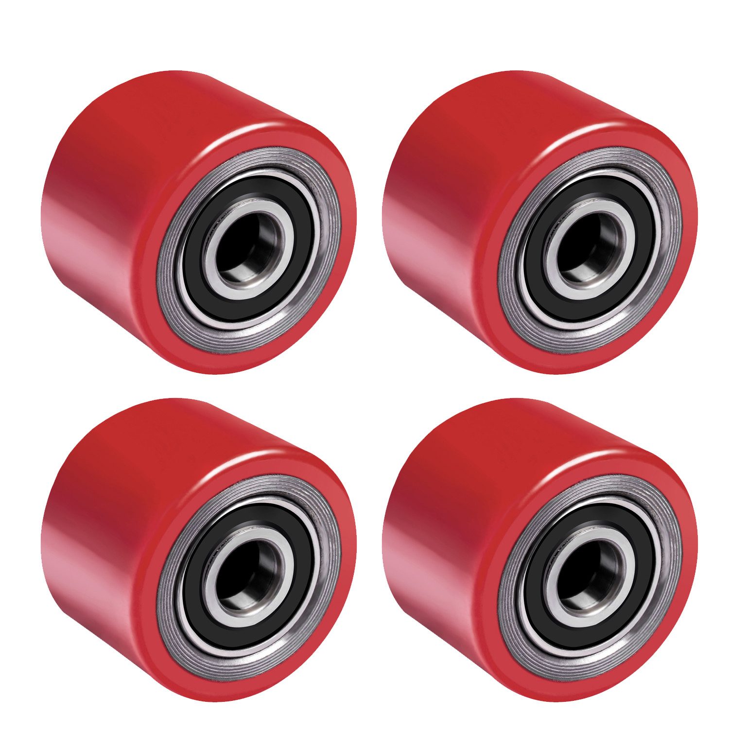 XERSEK Hubwagen 4X Laufrollen mit Kugellager Max. Belastung 500kg Rollen für Hubwagen, Hubwagenrollen 80x50 mm Achse Ø20 mm Stahlnabe Polyurethan-Lauffläche