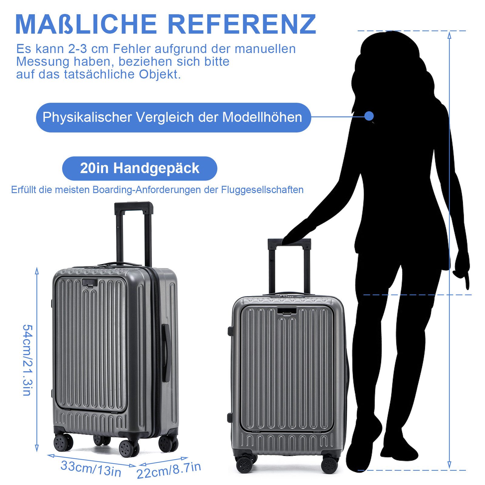 TWSOUL Hartschalen-Trolley Handgepäck Koffer, mitGetränkehaltern USB-Anschl günstig online kaufen