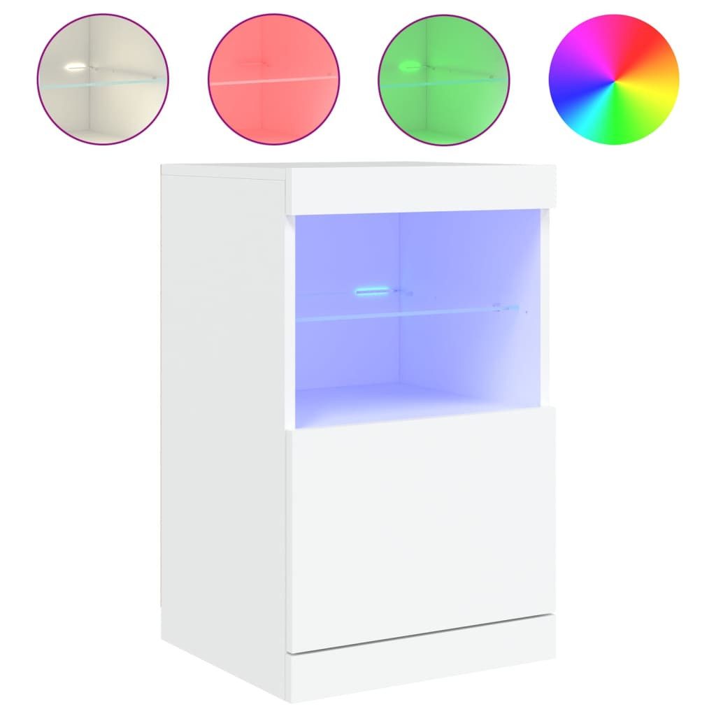 vidaXL Sideboard NA Kommode Schrank Sideboard mit LED Leuchten Weiß 41x37x67 cm Glas