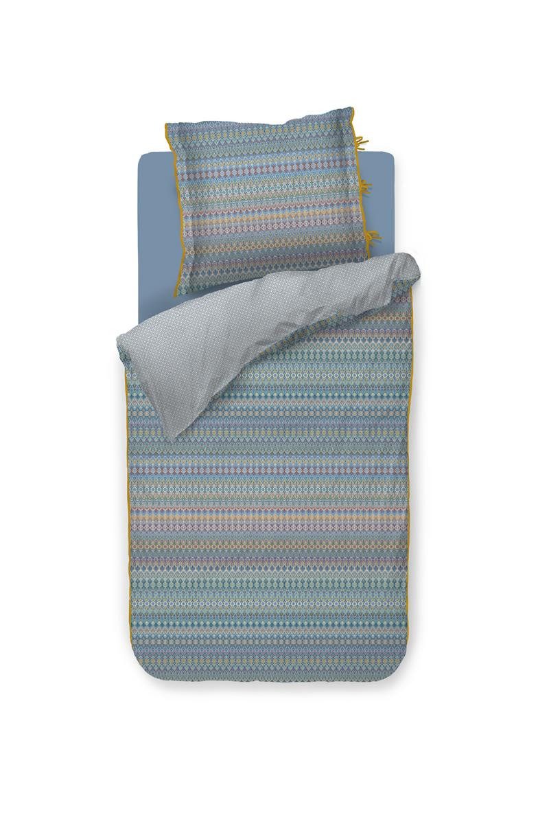 PiP Studio Bettwäsche Bettwäsche DE Ashanti Blue 135x200 blau, Baumwolle, 2 teilig, bettwäsche 135x200 baumwolle reißverschluss warm baumwolle bettwäsche