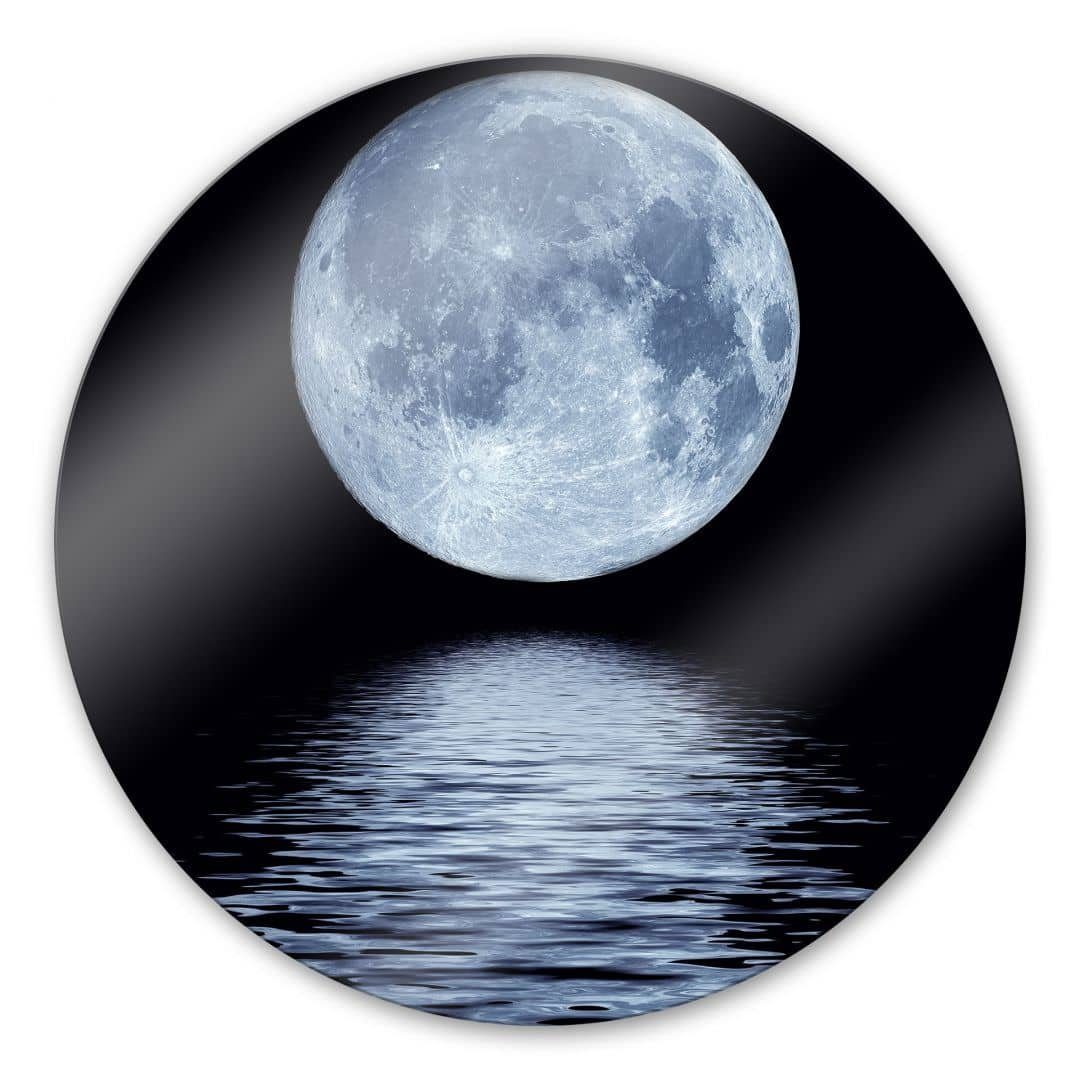 Vollmond Deko Wandbild Wandschutz Poster Weltraum, Planet Gemälde Glas Rund K&L Glasbild Art Wall Mond Bilder