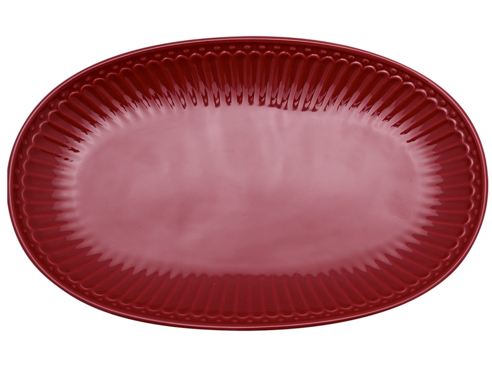 Greengate Servierteller Alice Teller oval claret red 23 cm, Steinzeug, (Frühstücksteller)