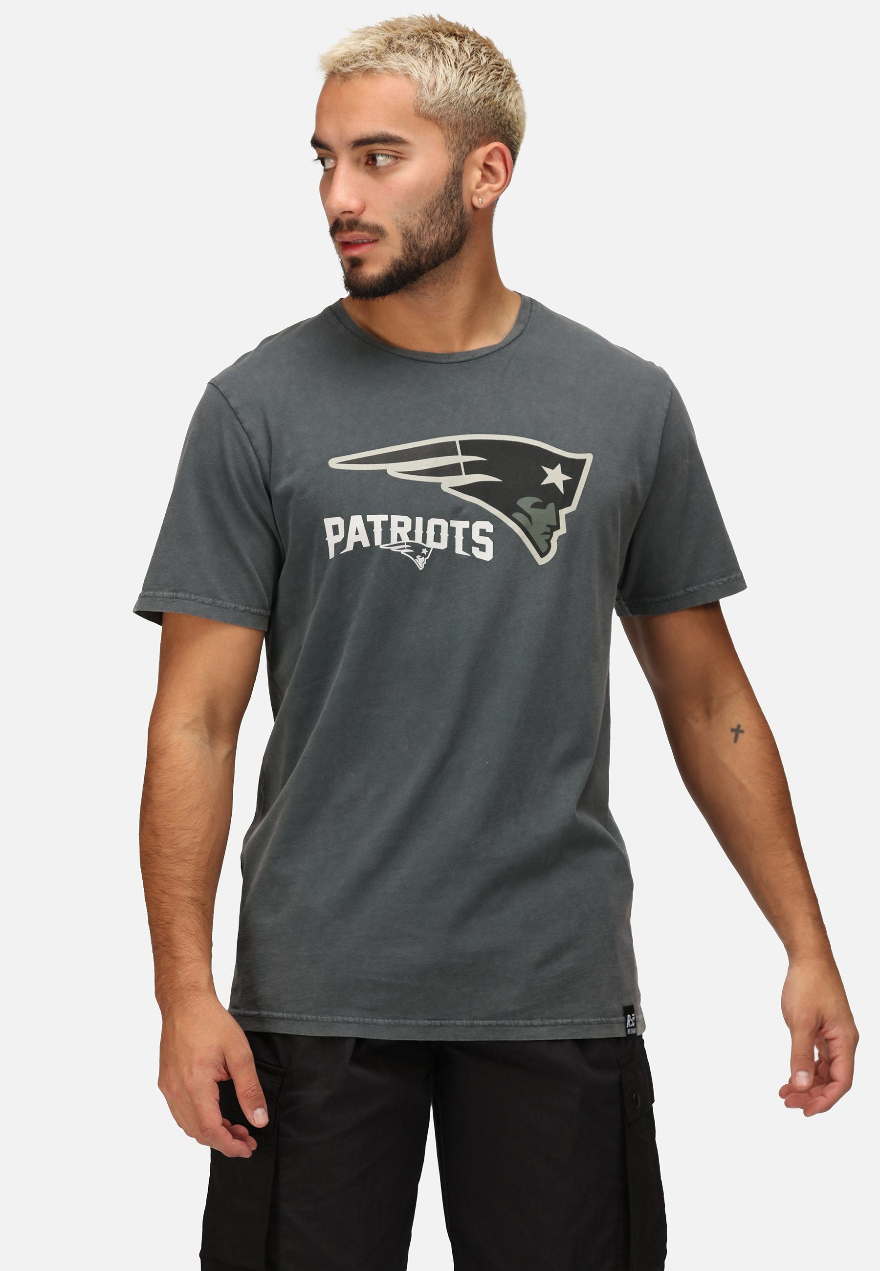 T-Shirt Recovered GOTS PATRIOTS MONOCHROME zertifizierte Bio-Baumwolle NFL