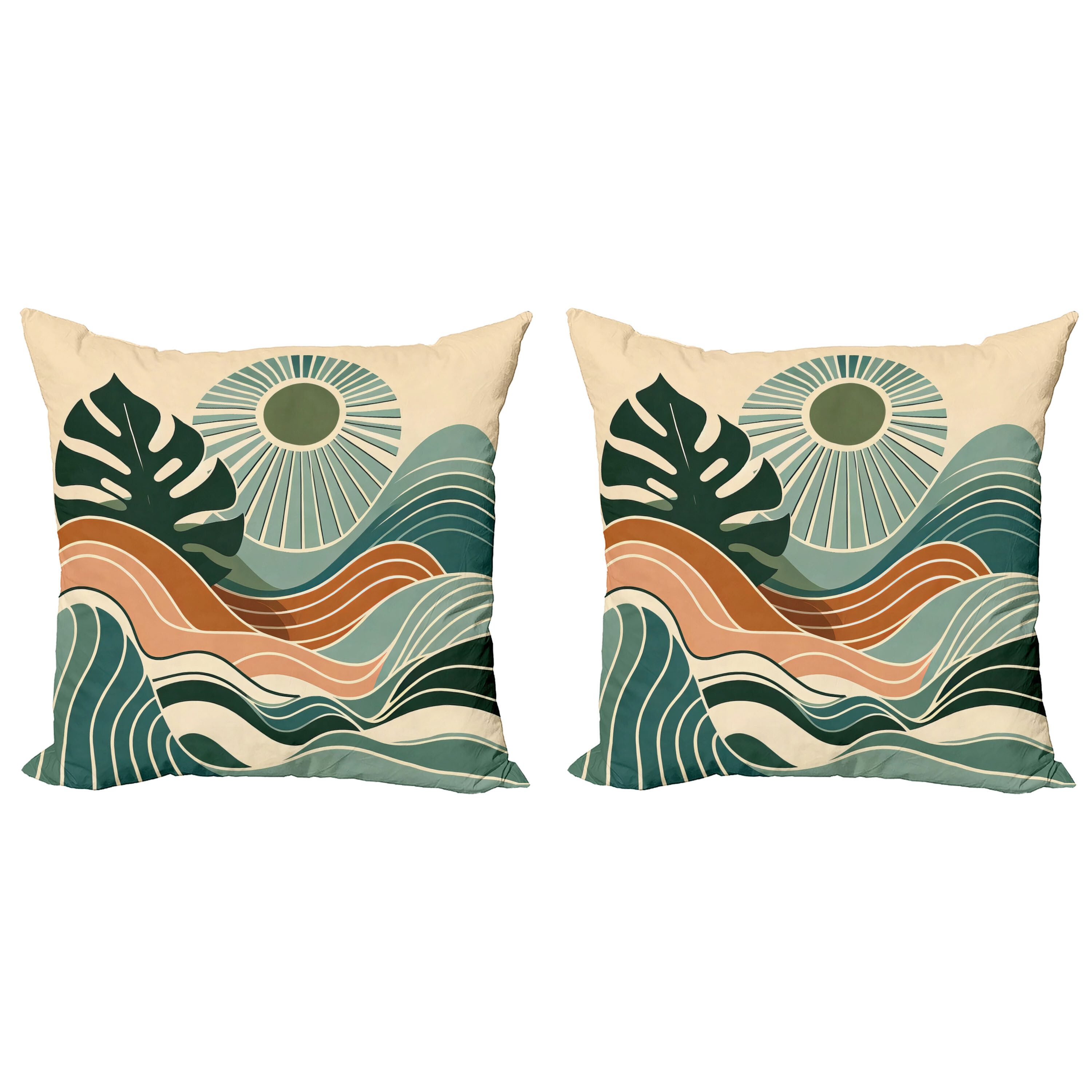 Abakuhaus Наволочки Modern Accent Doppelseitiger Digitaldruck, (2 Stück), Monstera Abstrakte Boho Landschaft Mid Century