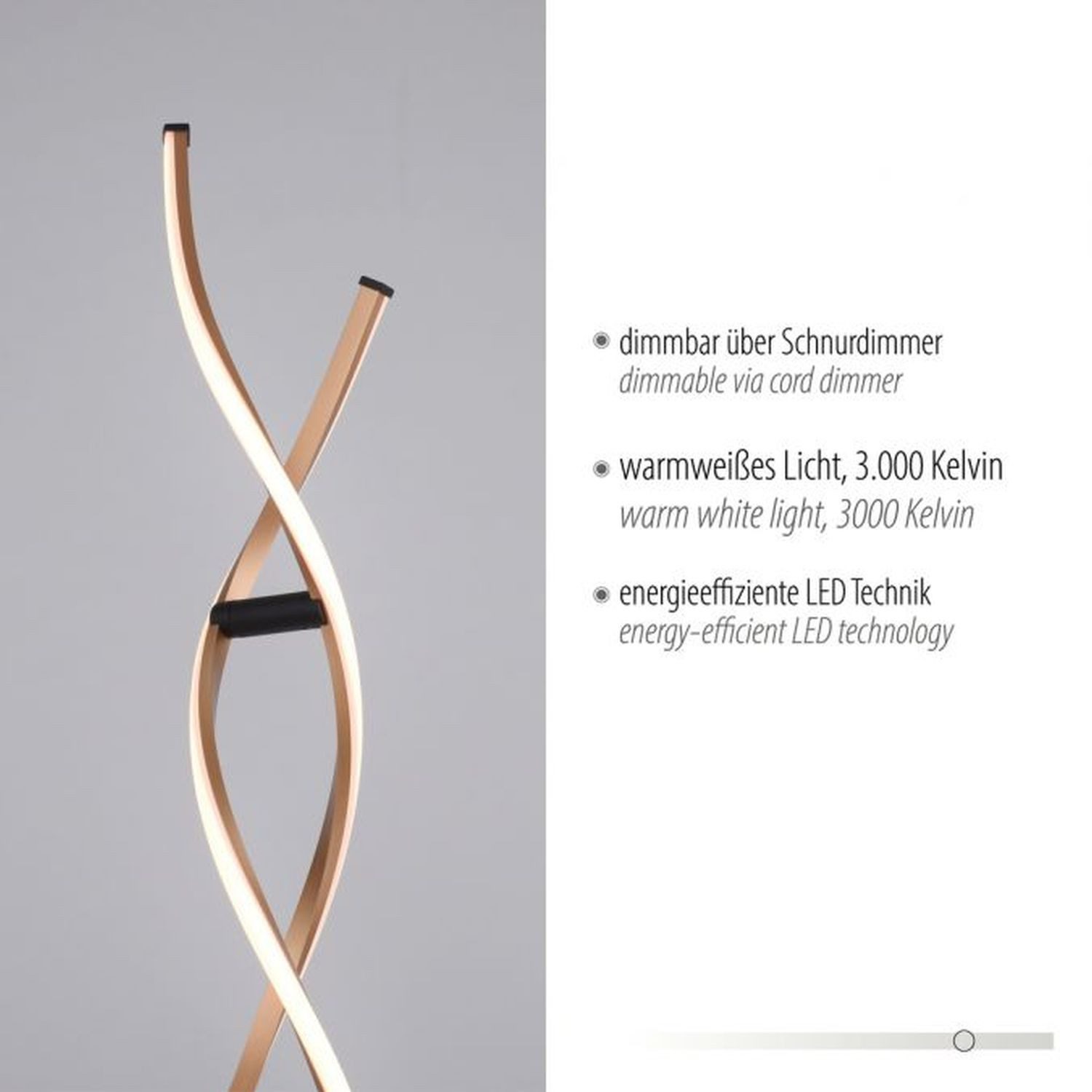 Licht-Erlebnisse Stehlampe AWOM, LED fest integriert, Warmweiß, LED Metall dimmbar warmweißes Licht 3000 K 3128 lm 134 cm Modern