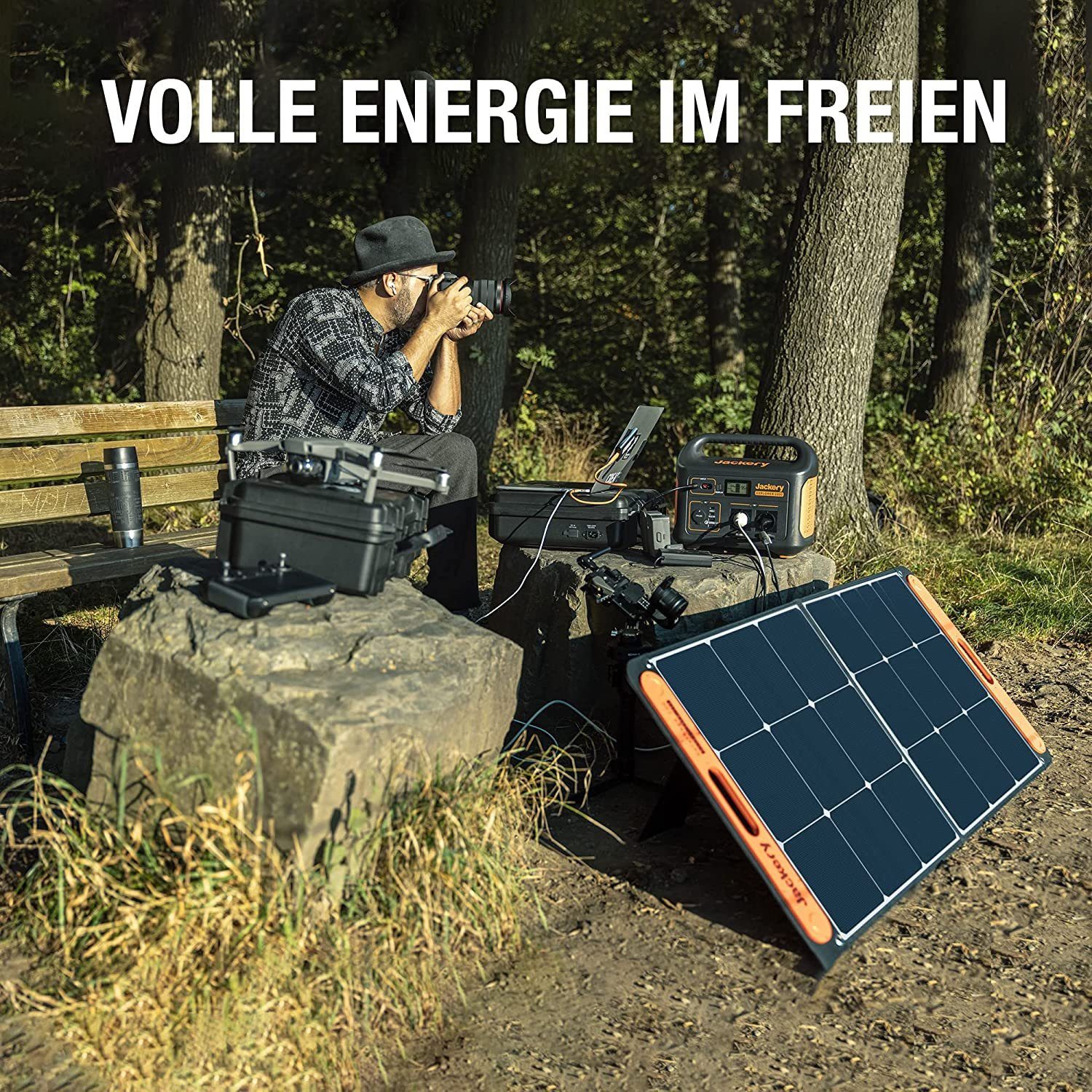 Camping, kW, mit für Solarpanel, Jackery Outdoor 2,00 2*80W tragbare (3-tlg), 1000 in 160W, Stromgenerator Solargenerator 1002Wh Powerstation