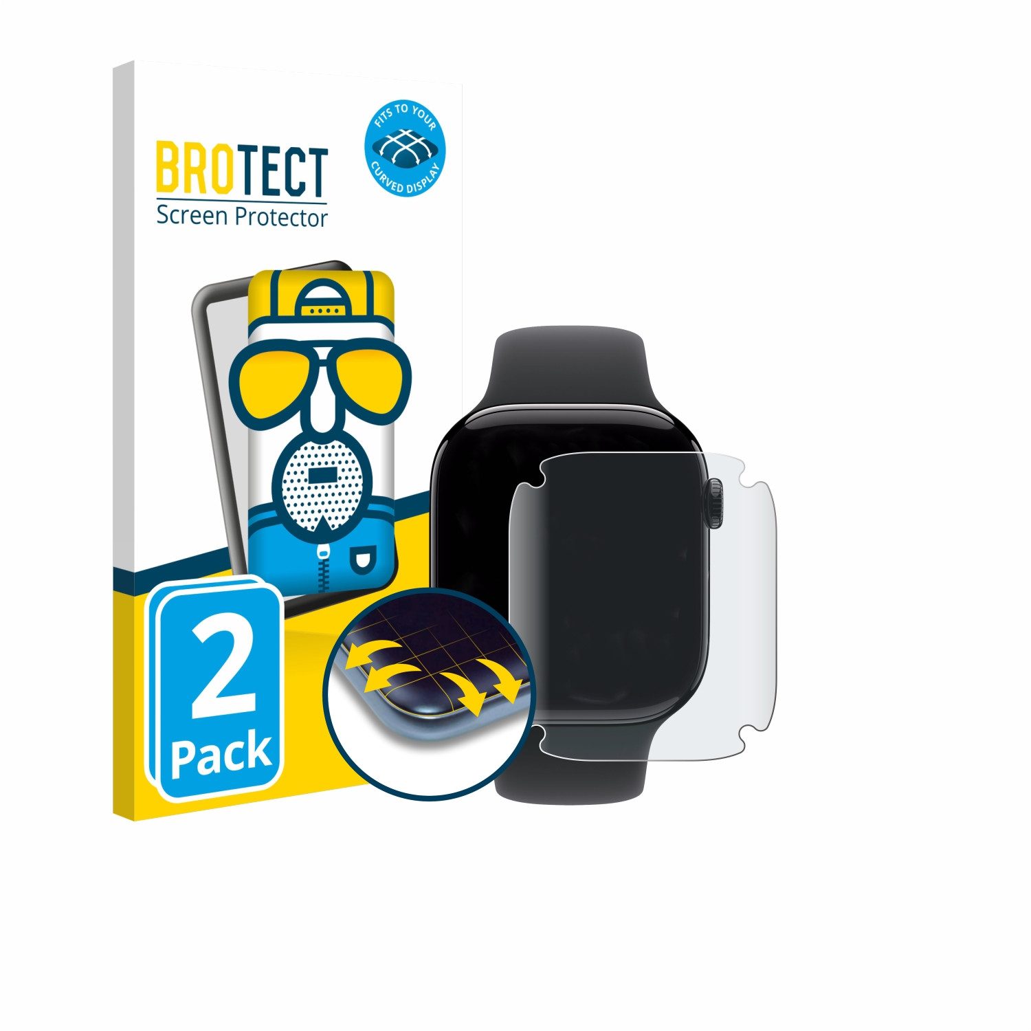 BROTECT Displayschutzfolie Fullscreen Schutzfolie für Apple Watch Series 11 (46 mm), 2 Stück, Displayschutz Folie Fullcover Matt Entspiegelungsfolie