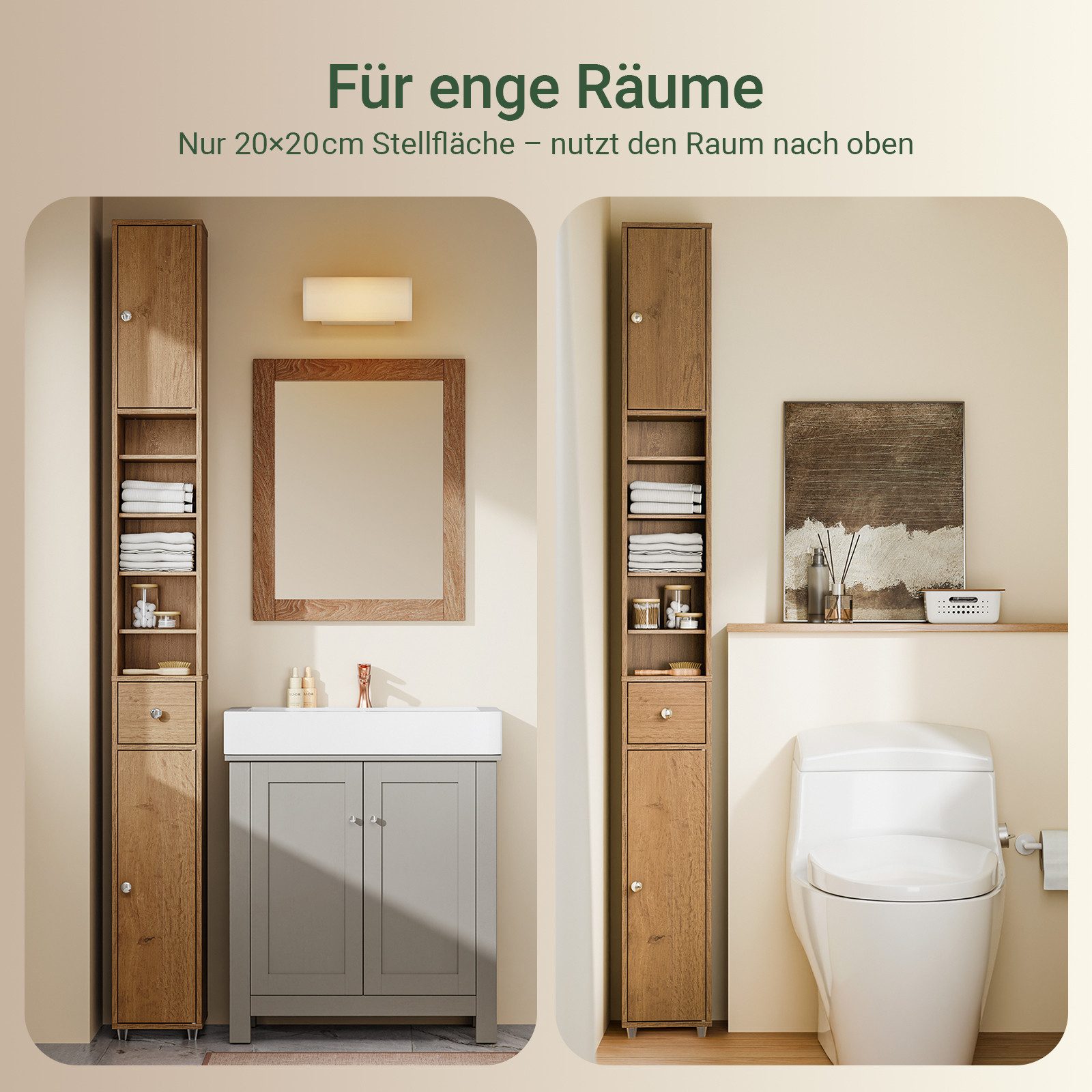 SoBuy Hochschrank BZR34, Badschrank schmal, Badezimmermöbel, Wasserabweisen günstig online kaufen