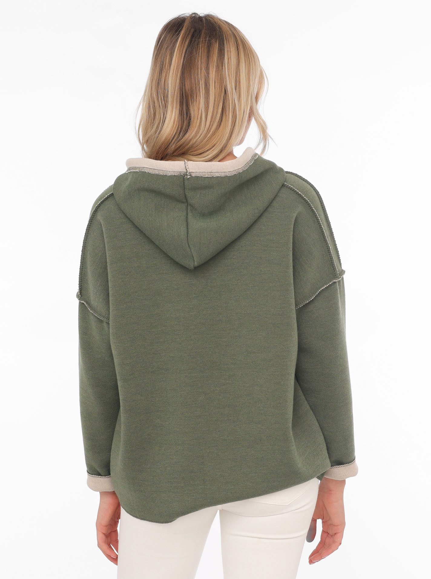 Zwillingsherz Hoodie "Positive Mind" Kapuze, 3/4 Arm, tonaler Schriftzug vo günstig online kaufen