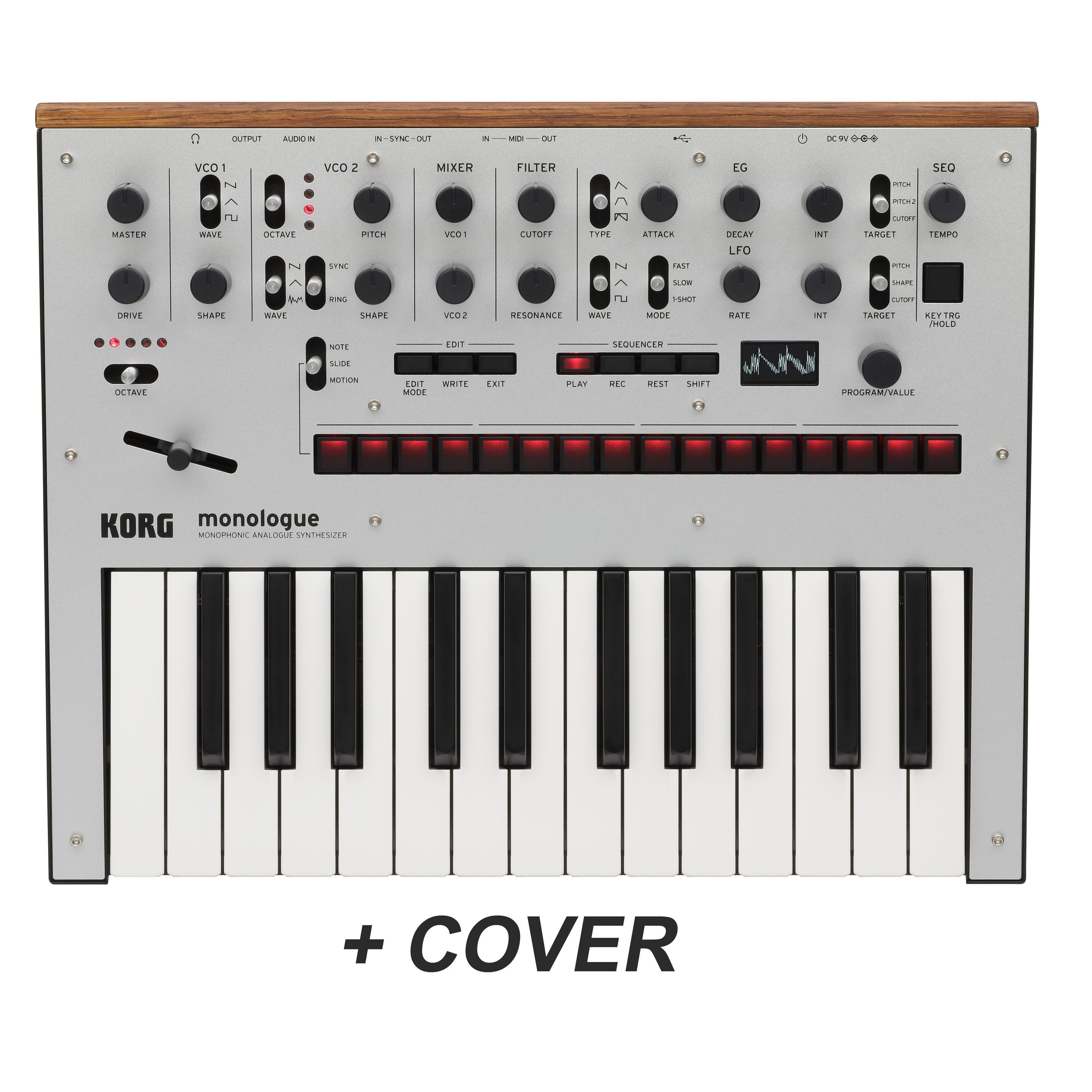 Korg Synthesizer (Synthesizer, Analog Synthesizer), monologue SLV + Decksaver -Set - Synthesizer-Set