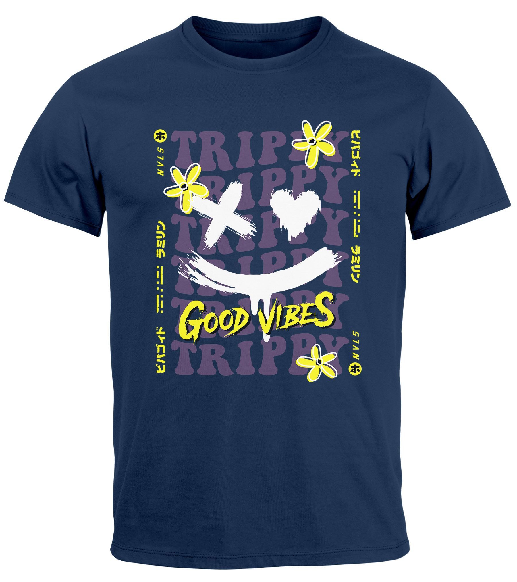 Neverless Print-Shirt Herren T-Shirt Drip Face günstig online kaufen