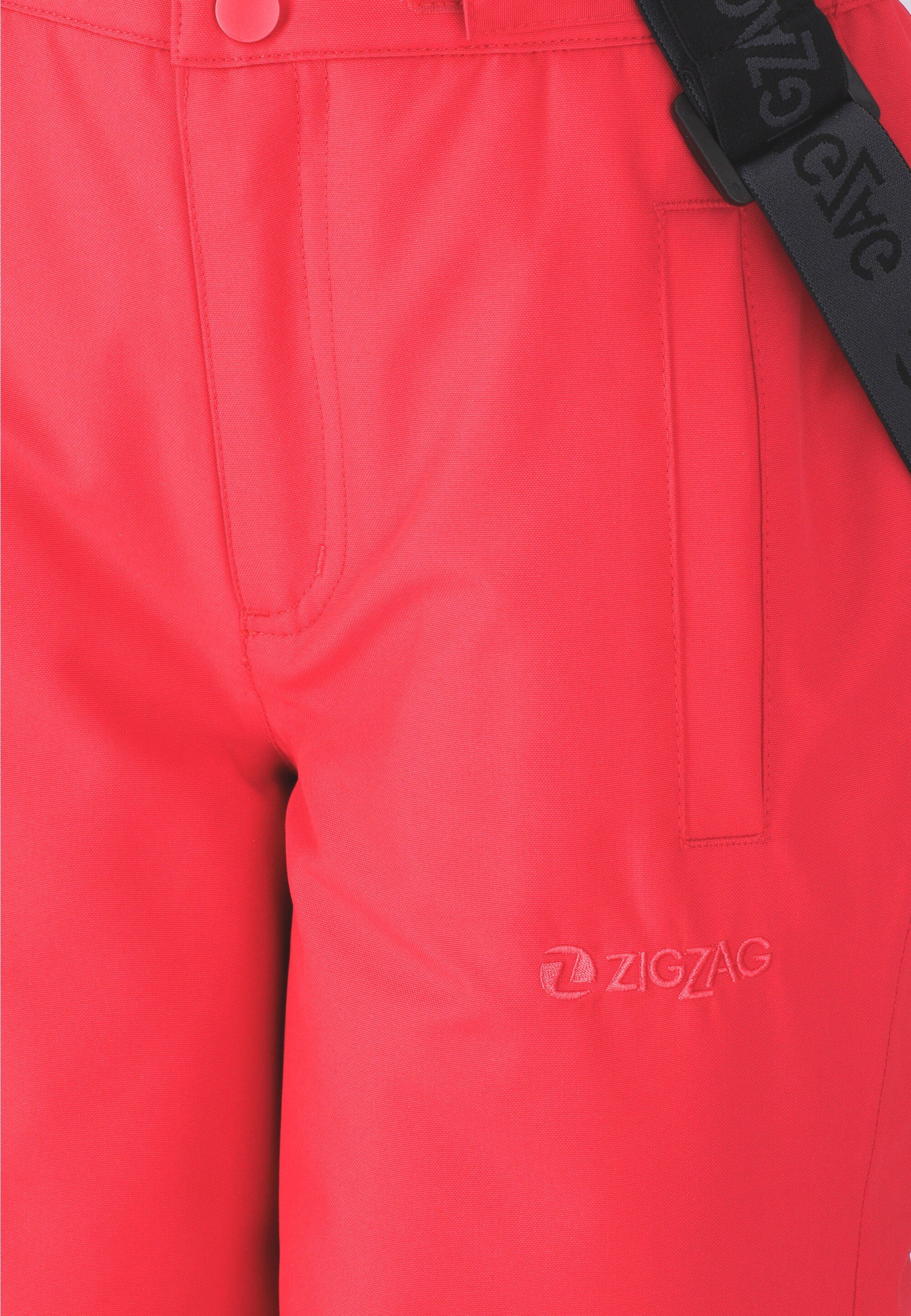 Skihose ZIGZAG mit Soho abnehmbaren pink-schwarz Hosenträgern