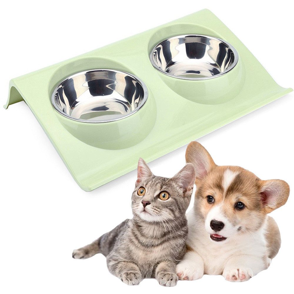 Napf-Set Doppelnapf Futternapf Fressnapf aus Metall für Hund und Katze B2K