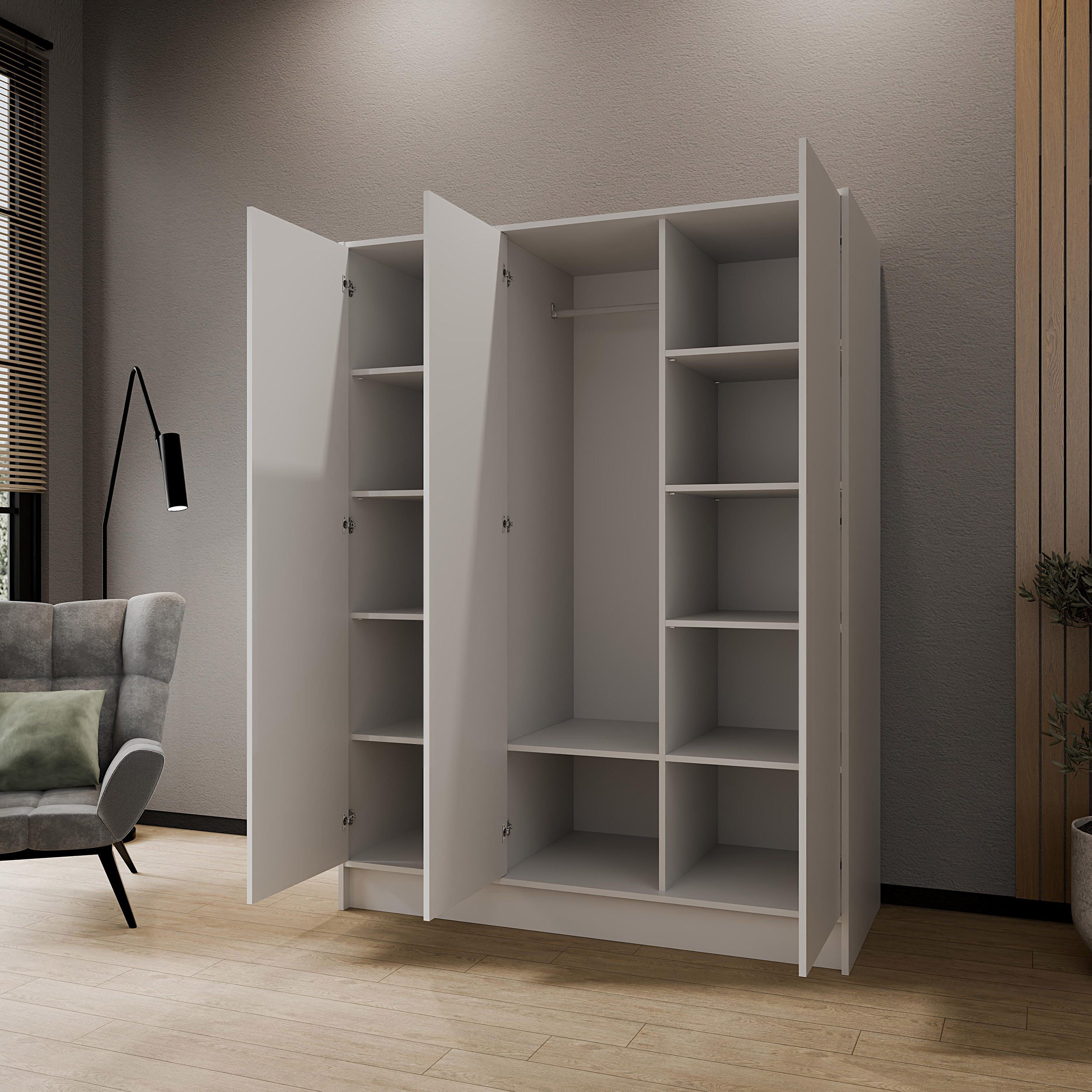 Beautysofa Kleiderschrank Gava moderne Schlichtheit und funktionale Eleganz (Schrank mit flexibel konfigurierbar, TIP-ON Öffnungssystem) Breiten zur Auswahl: 10 – Bild 4 von 5