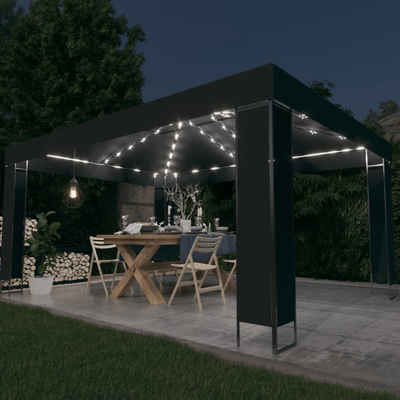 vidaXL Partyzelt Pavillon mit LED-Lichterkette Anthrazit 3x4 m