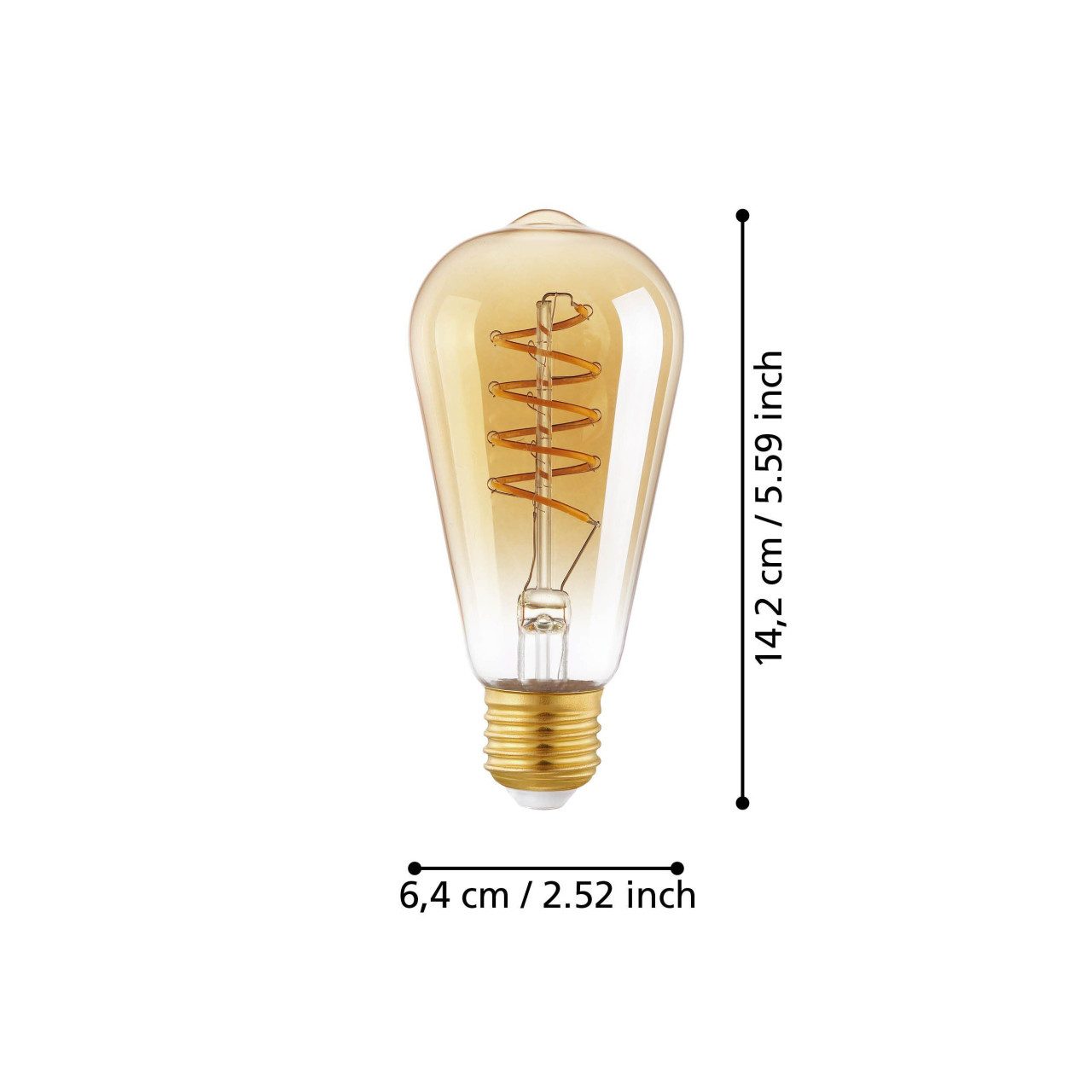 EGLO LED-Leuchtmittel Eglo LED Leuchtmittel Edison ST64 E27 4W amber, Nicht dimmbar