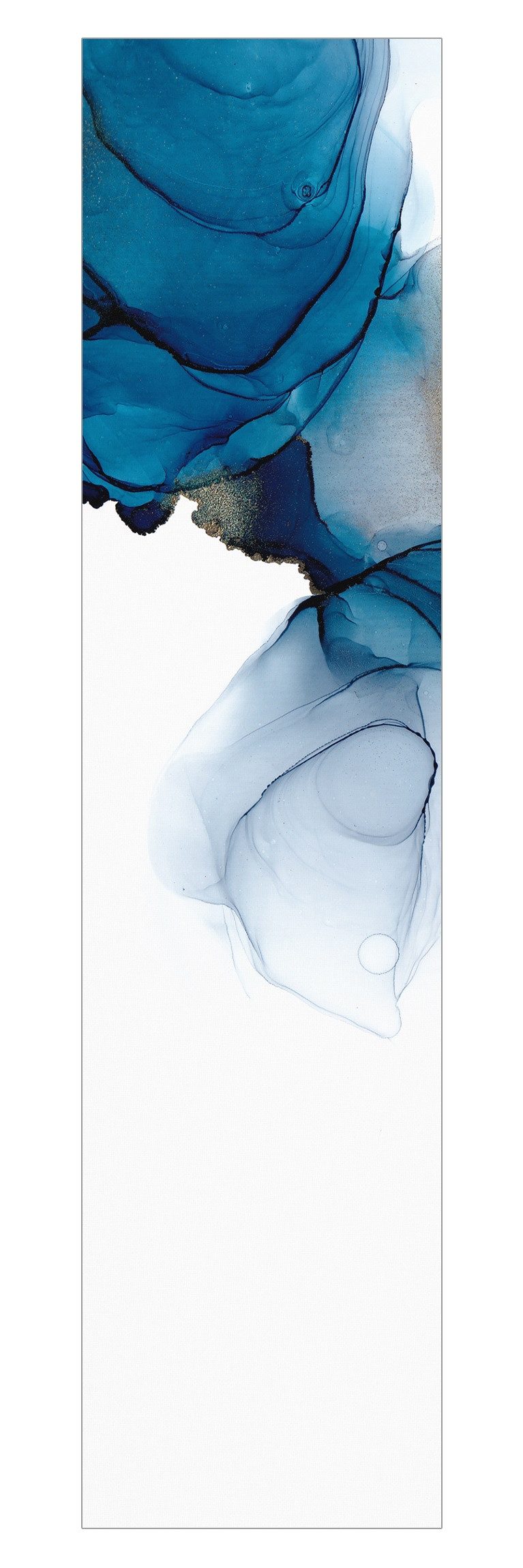 Bilderdepot24 Schiebegardine Flächenvorhang blickdicht Weg des Windes Blau Gold (1 St), halbtransparent, Wohnzimmer große Flächengardine lichtdurchlässig für Klemm-System