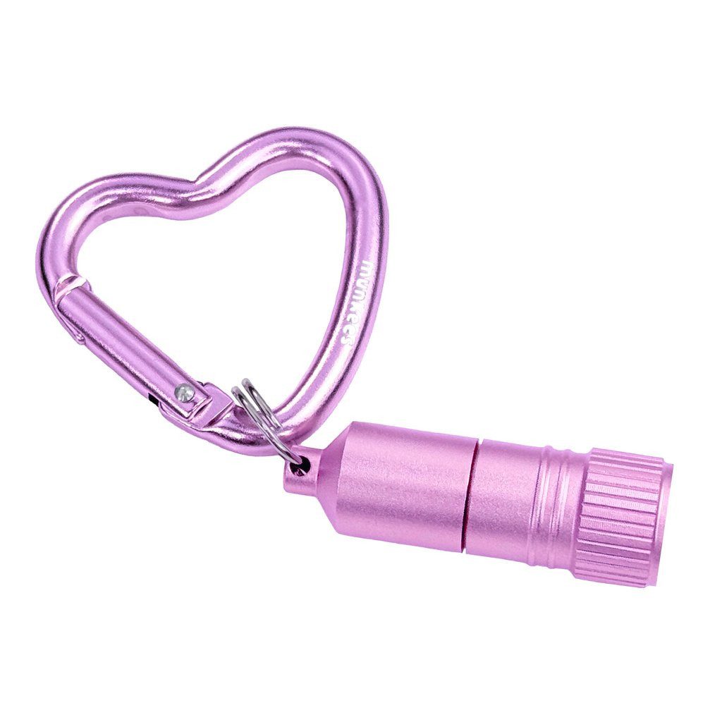Munkees Taschenlampe Mini LED-Leuchte mit Herz-Karabiner, rosa (Einzelartikel, 1-St), kompakt, leicht, Karabiner