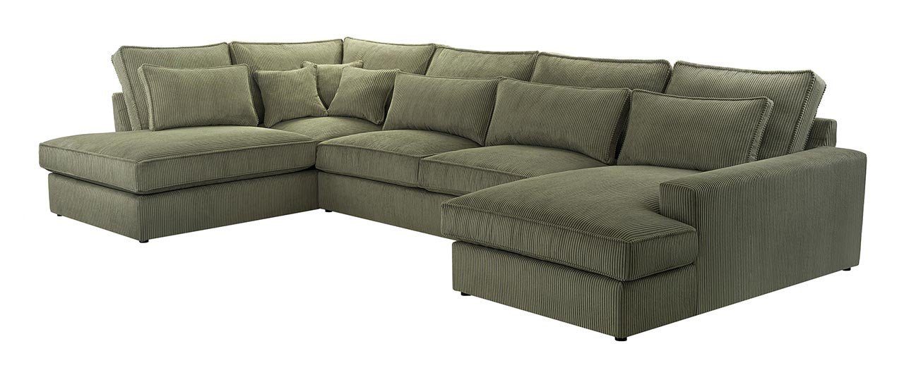 MKS MÖBEL Ecksofa CANES U, U Lincoln Form Design - Grün Couch, lose modern Kissen