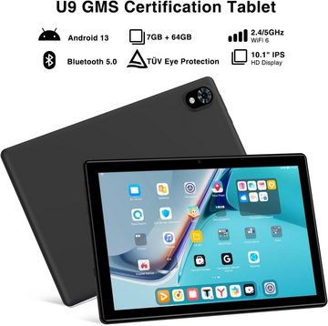 DOOGEE U9 Tablet Tablet für Kinder 7 GB RAM + 64 GB ROM (TF 1TB) Tablet (10", 64 GB, schwarz, 2,4G, mit 5060mAh Kids Tablet IPS HD/Dual Camera/TÜV Augenschutz/Bt 5.0)
