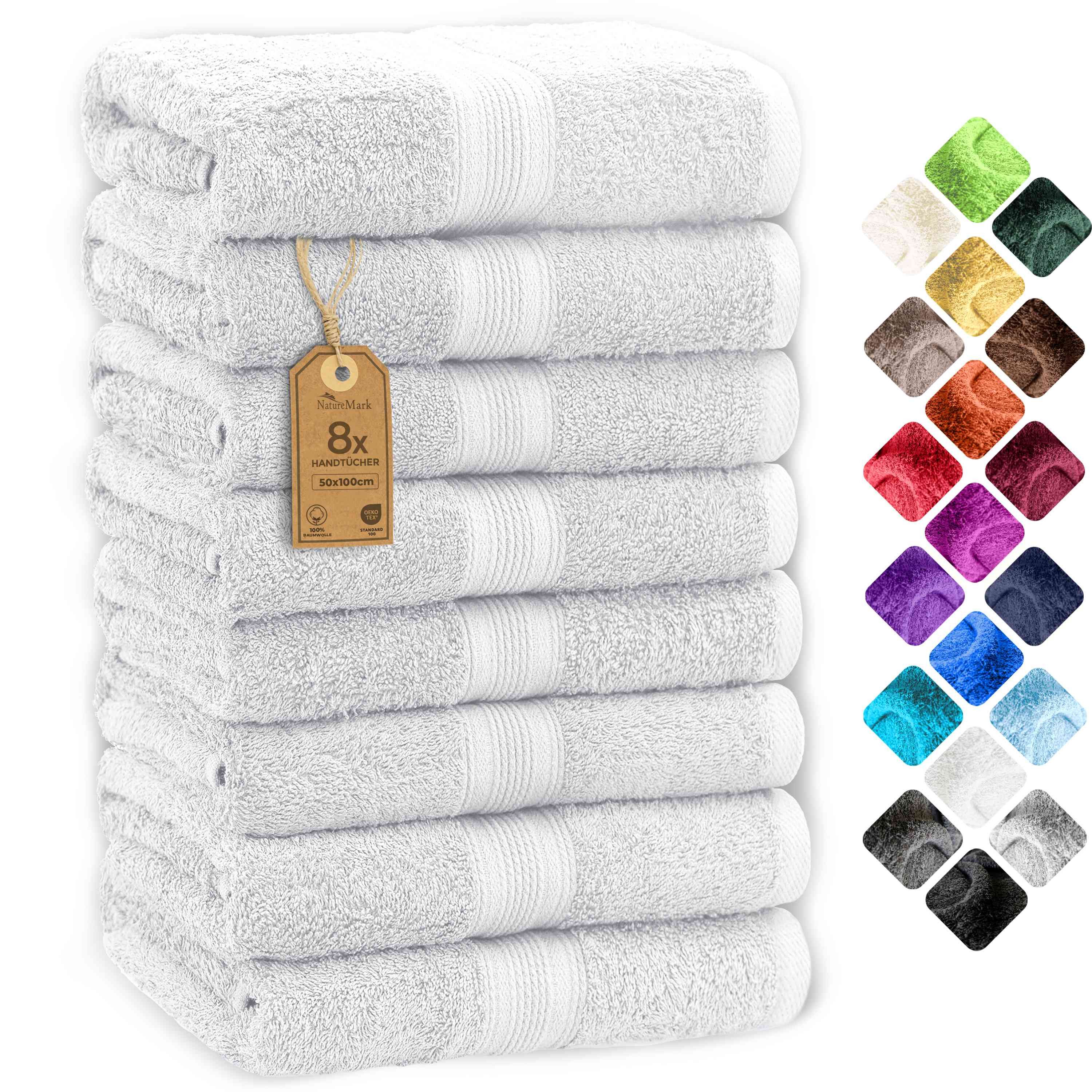 NatureMark Handtücher 8er-Set Frottier Handtücher 50x100cm, 100% Baumwolle günstig online kaufen
