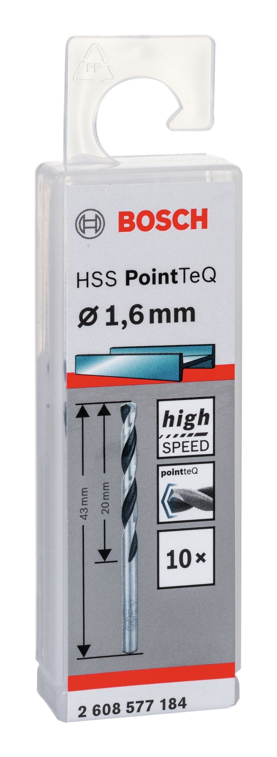 HSS PointTeQ mm Metallspiralbohrer - (DIN BOSCH 338) 1,6 - Metallbohrer, 10er-Pack Stück), (10