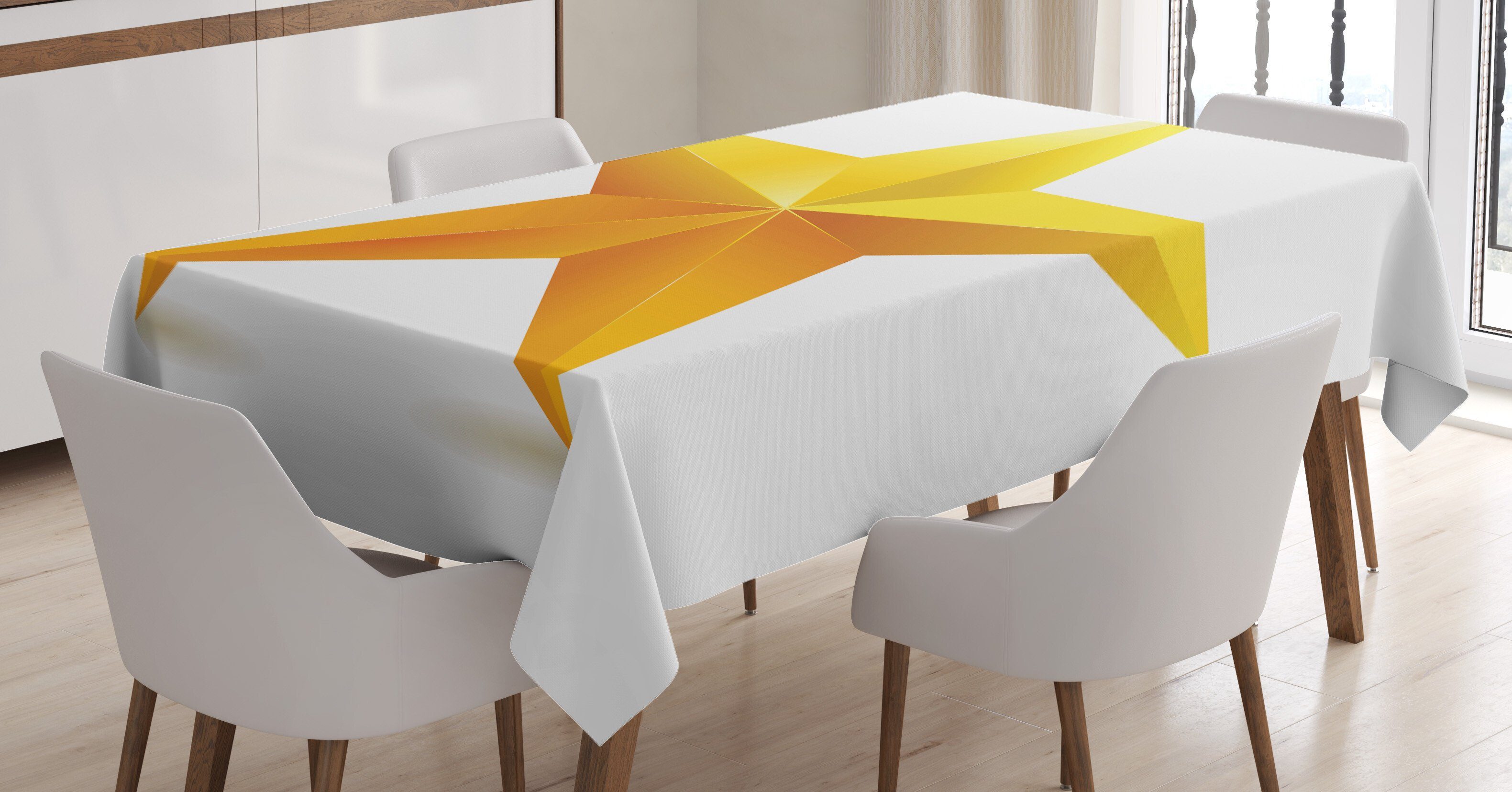 Außen Tischdecke Abakuhaus Waschbar Bereich Klare Gelb Für gelber den Farben, Farbfest Einzelner geeignet Stern Ombre