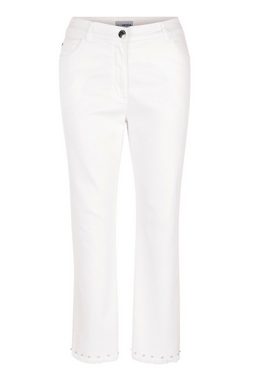 MIAMODA Regular-fit-Jeans 7/8-Jeans Slim Fit Zierperlen am Fransensaum