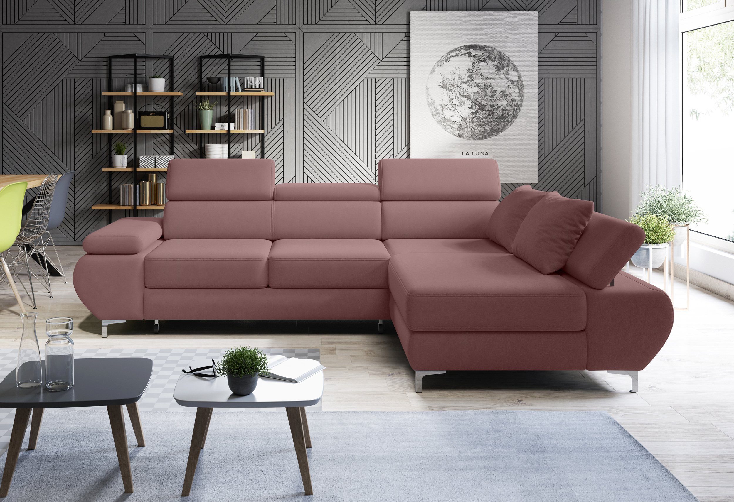 mit Eckcouch, Flagman oder Stylefy Modern mane bestellbar, Bettfunktion, Relaxfunktion, Mini, Design rechts L-Form, Bettkasten Ecksofa links und