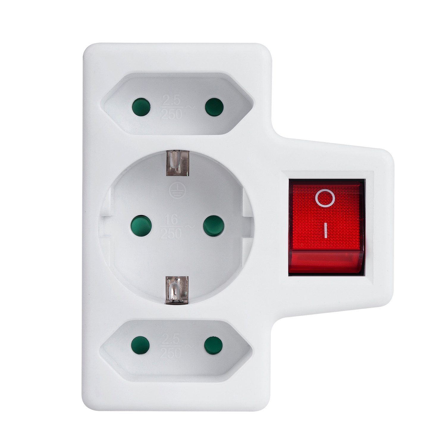Maclean MCE215 Mehrfachsteckdose 3-fach (2x Eurostecker + 1x Schukostecker, Ein- / Ausschalter, Kindersicherung) – Bild 2 von 3