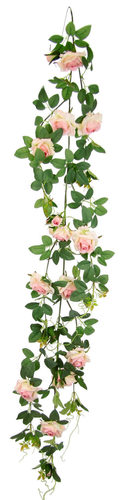 Kunstblume Rosenranke, I.GE.A., Höhe 125 cm, Künstlich Rosengirlande Kunstblumen hängend Hochzeit Weihnachten