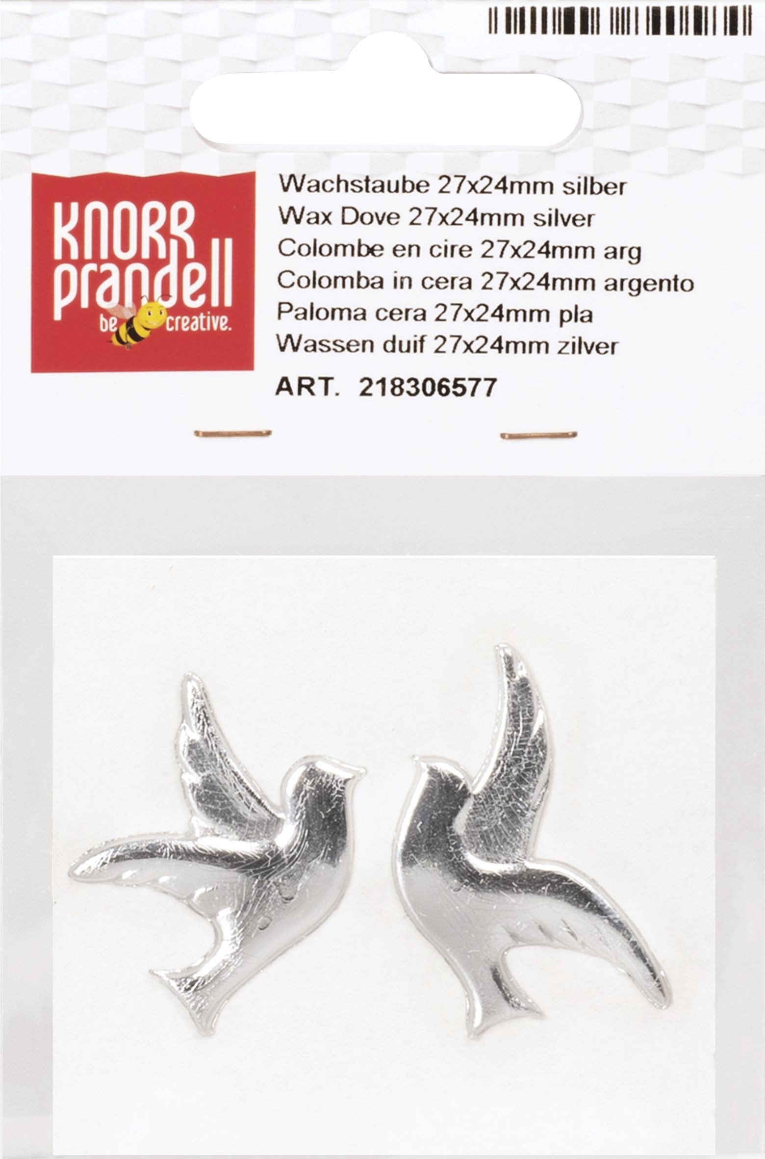 Knorr Prandell Bastelfilz Wachstaubenpaar 27x24mm silber