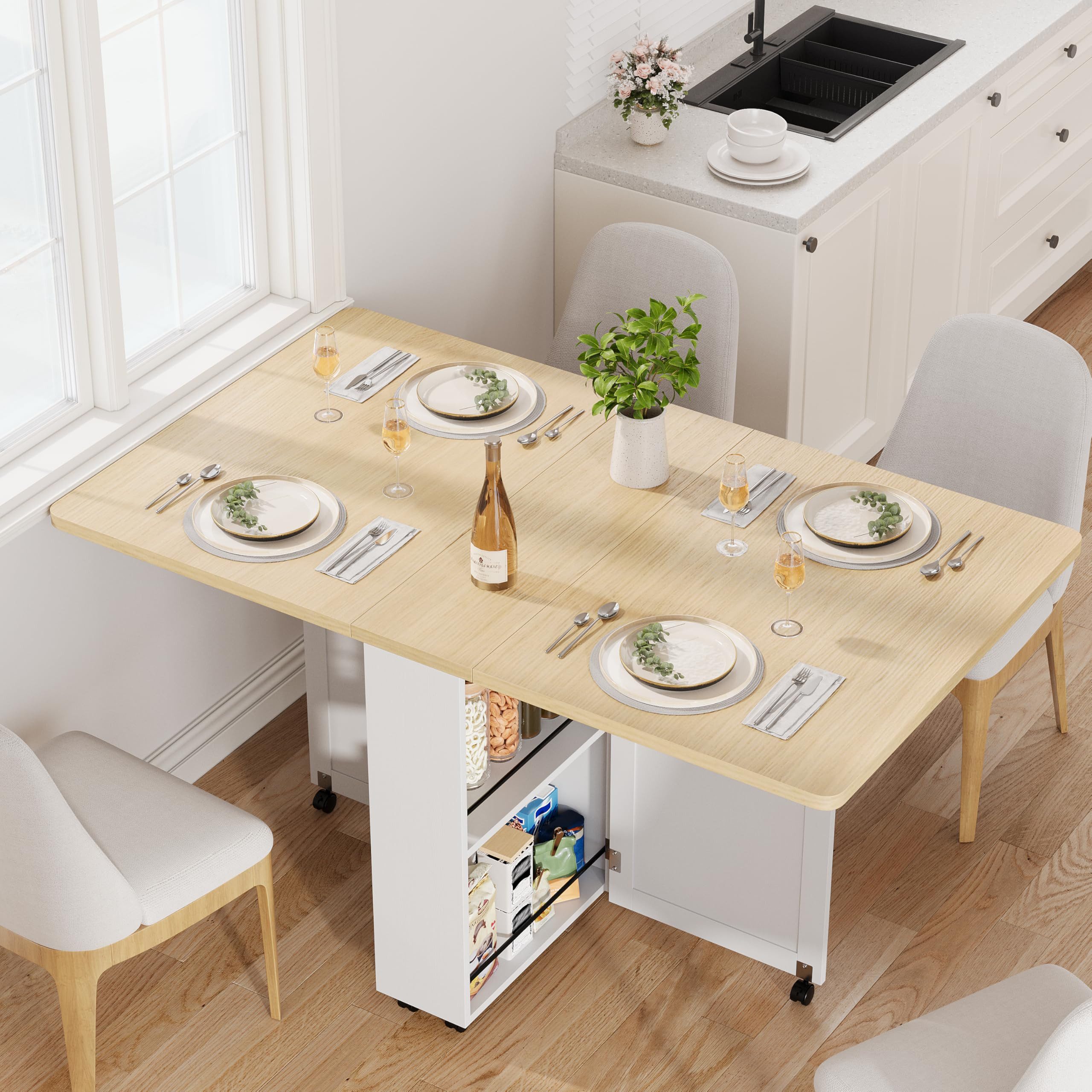 GarveeMore Esstisch Klappbarer Esstisch mit Speicherplatz sparender Küchentisch