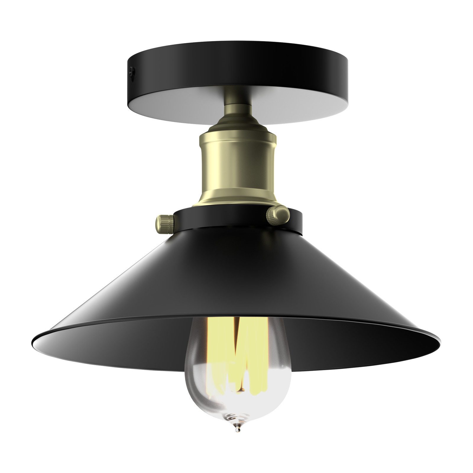 MEYKOERS Deckenleuchte Retro Pendelleuchte Vintage Metall Lampenschirm Schwarz, Dekoration für Wohnzimmer Esszimmer Bar Seitenschiff