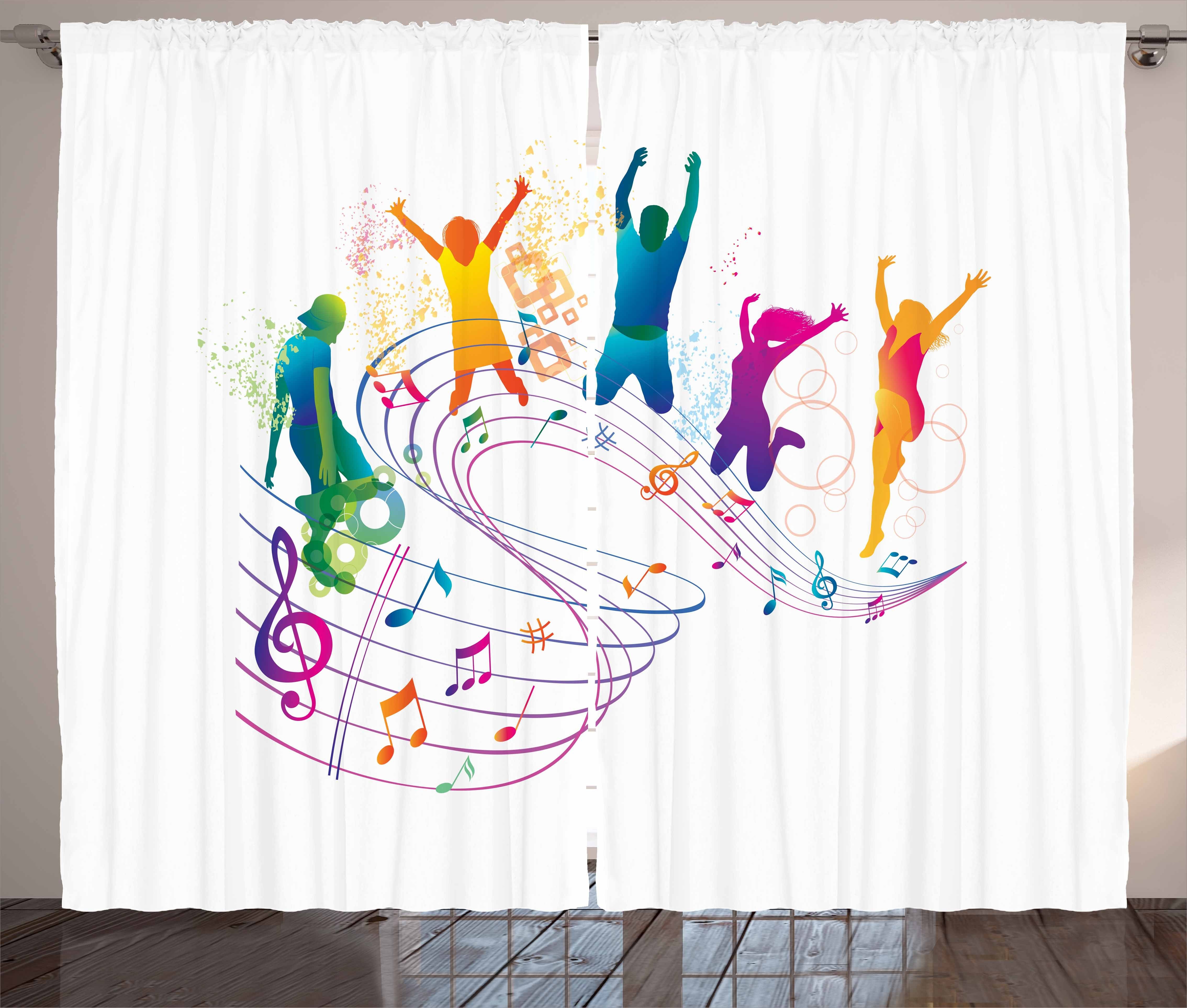 Gardine Schlafzimmer Kräuselband Vorhang mit Jugend Schlaufen Haken, Abakuhaus, Musik Tanzen Menschen und