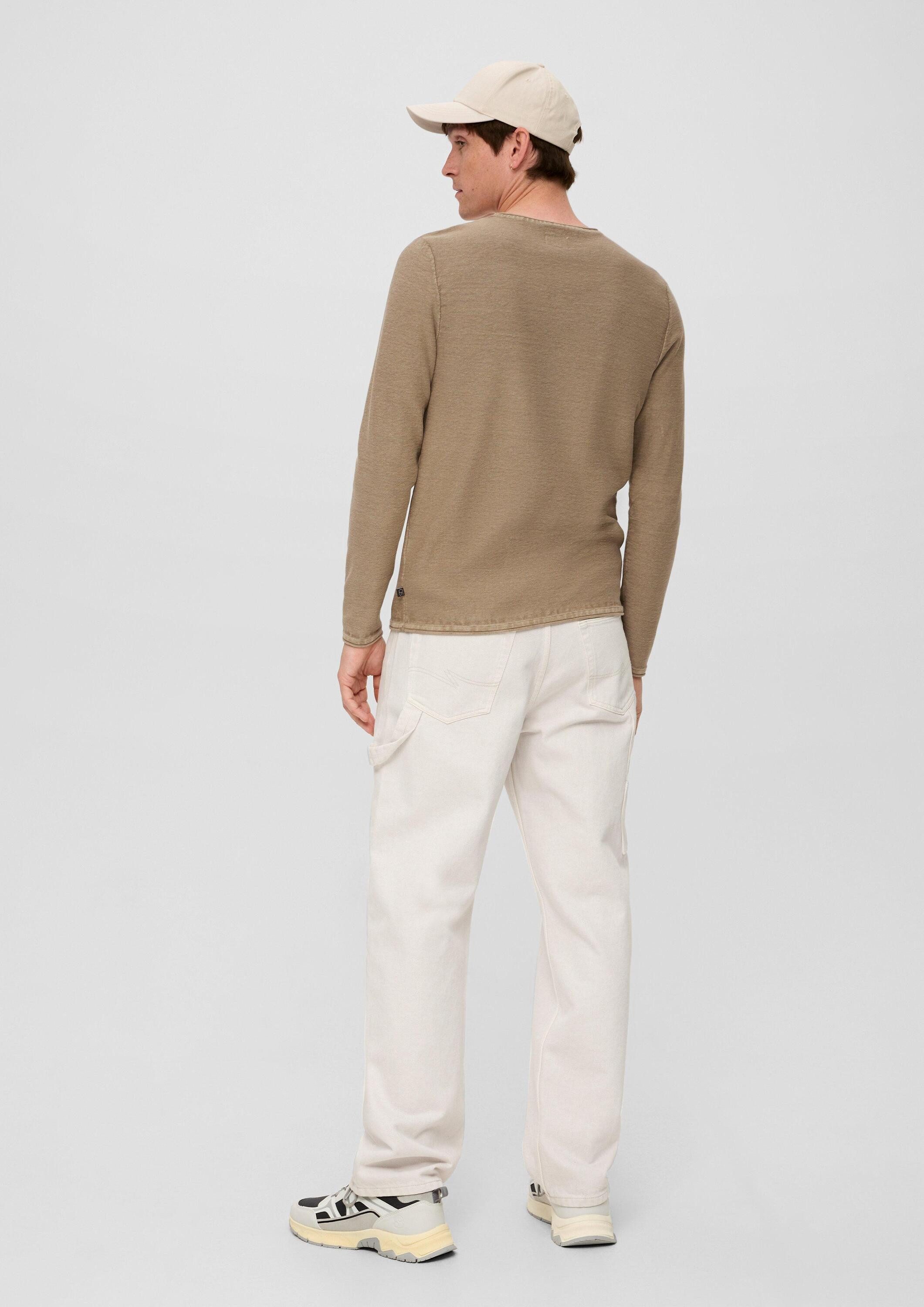 QS Longpullover Strickpullover Pullover mit Garment Dye