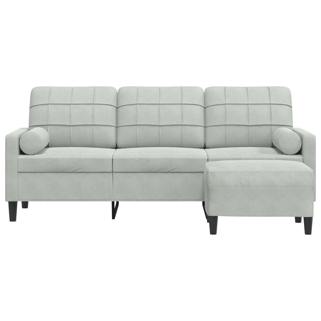 vidaXL Sofa 3-Sitzer-Sofa mit Hocker Hellgrau günstig online kaufen