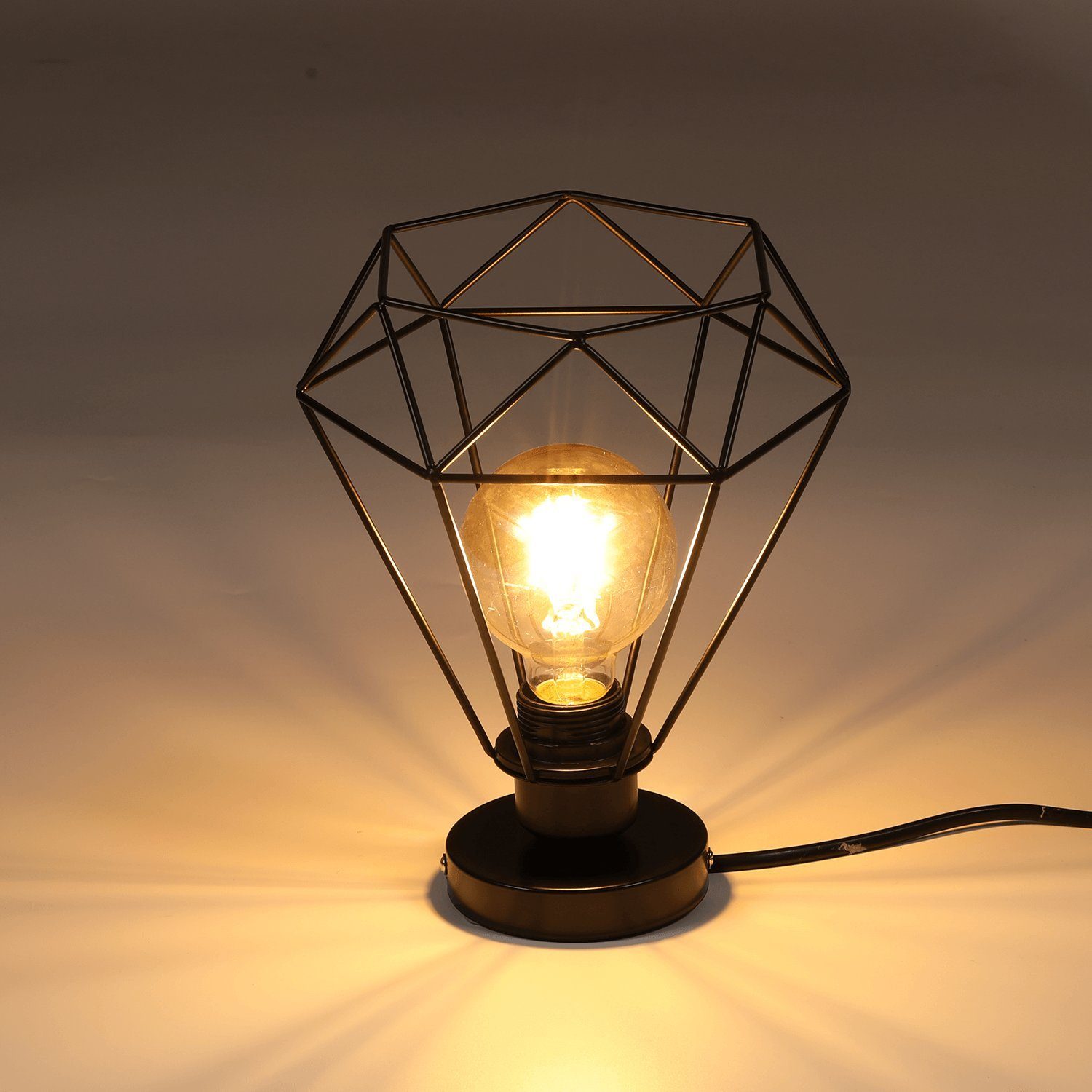LETGOSPT Deckenleuchte LED Stück Deckenlampe Metall Diamant-Form E27 Leuchte Retro 2 mit Glühbirne