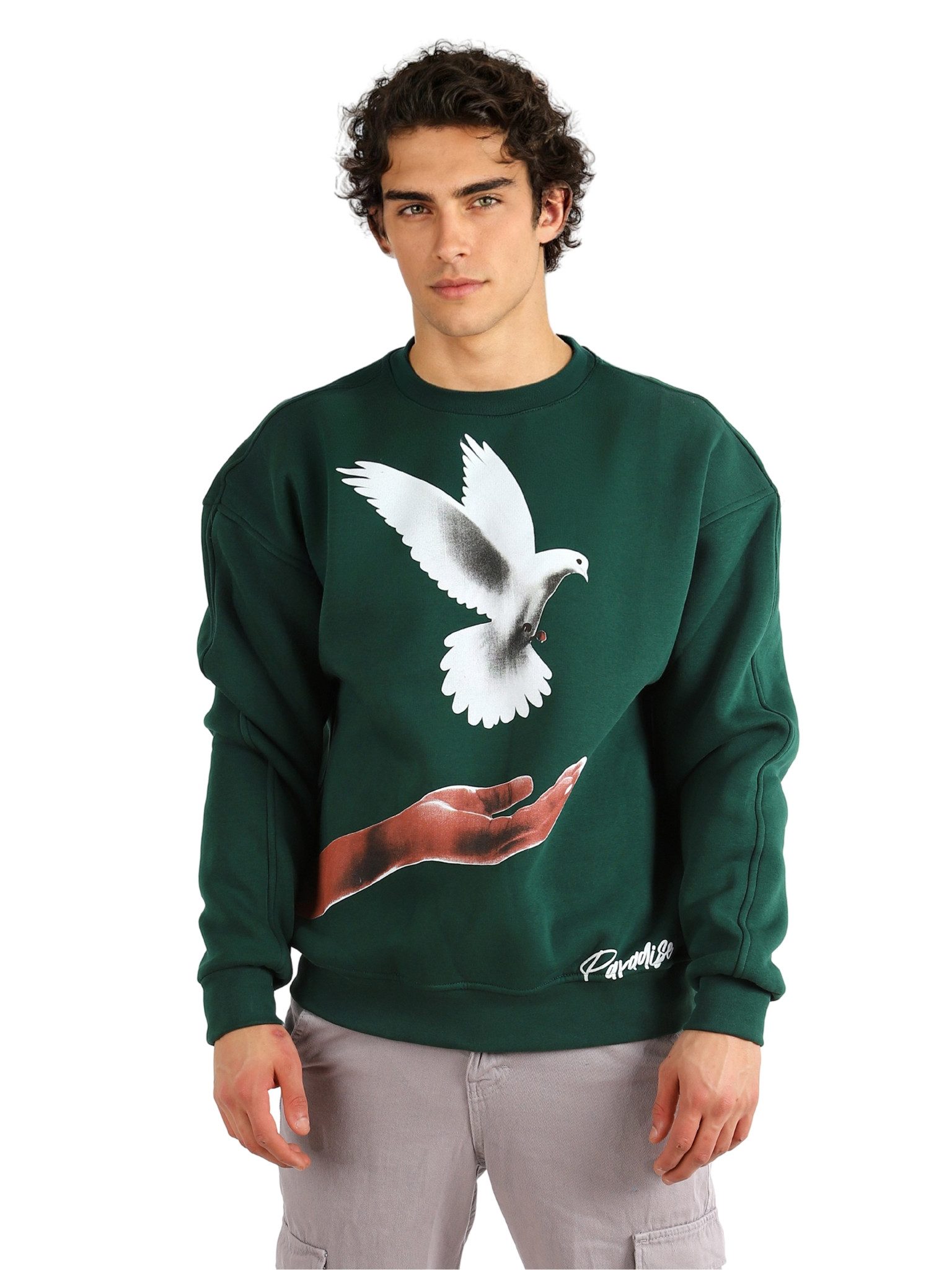 Megaman Jeans Sweatshirt Basic Sweatshirt I Pullover Herren aus Baumwolle & Elastan Print